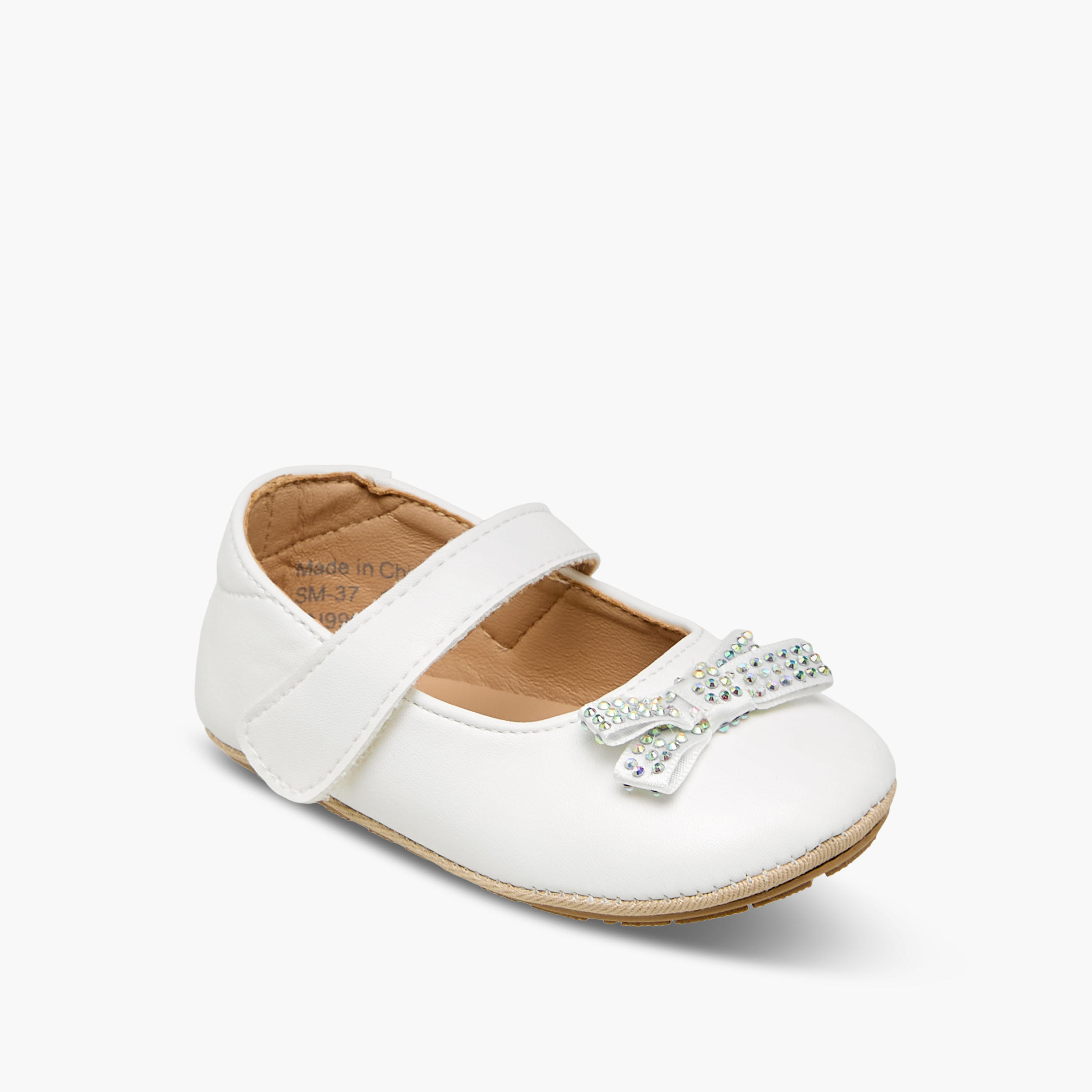 Barefeet Booties with Hook & Loop Closure, Embellished Bow-baby-girls-shoes-booties-image-2