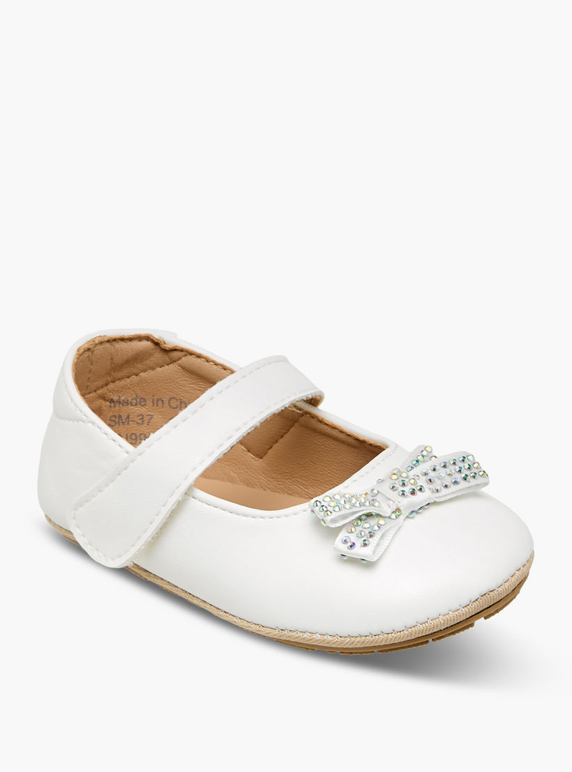 Barefeet Booties with Hook & Loop Closure, Embellished Bow-baby-girls-shoes-booties-image-2