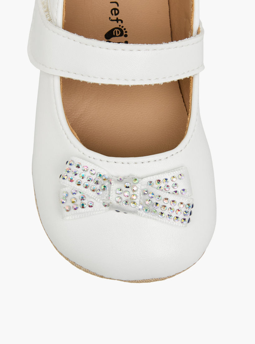 Barefeet Booties with Hook & Loop Closure, Embellished Bow-baby-girls-shoes-booties-image-4