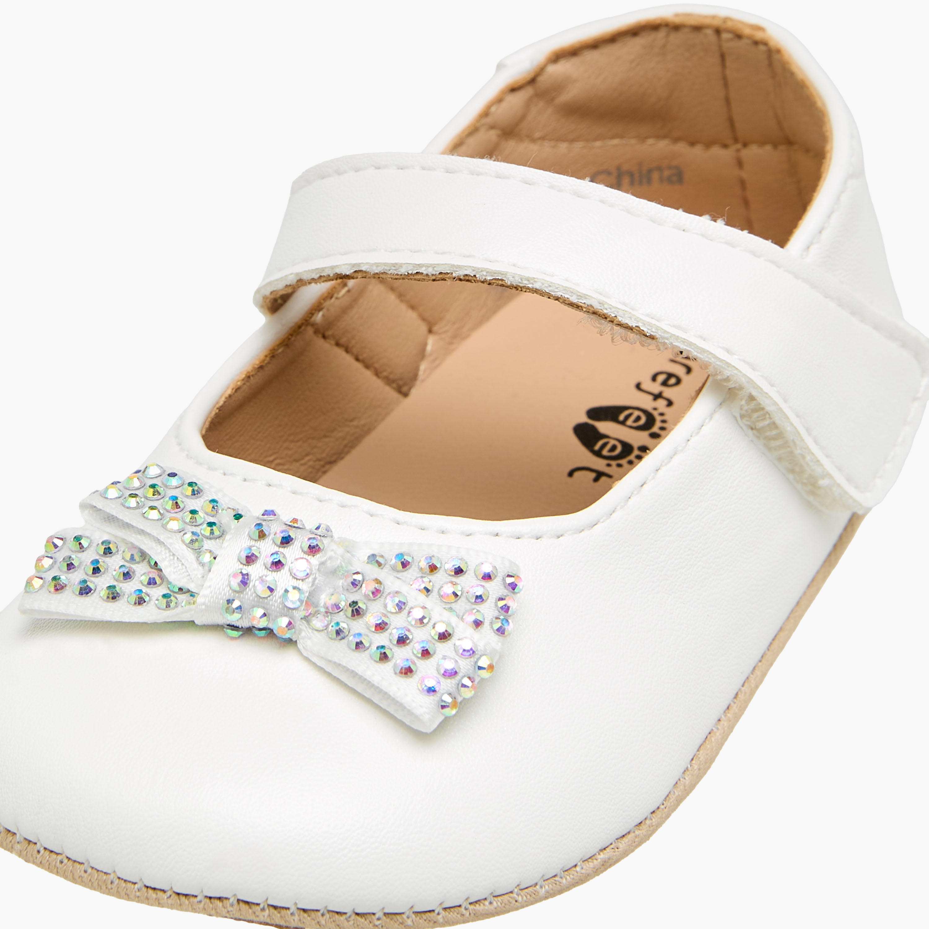 Barefeet Booties with Hook & Loop Closure, Embellished Bow-baby-girls-shoes-booties-image-6