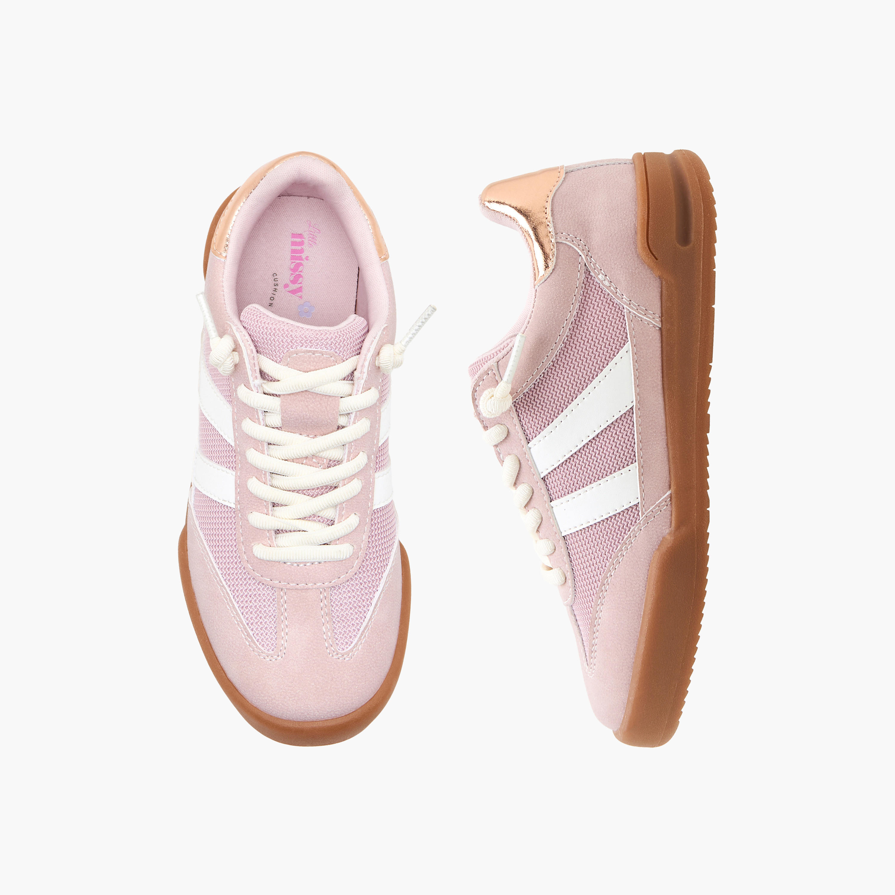 حذاء سنيكرز بطول الكاحل برباط إغلاق للبنات من ليتل ميسي-girls-shoes-sneakers-image-1