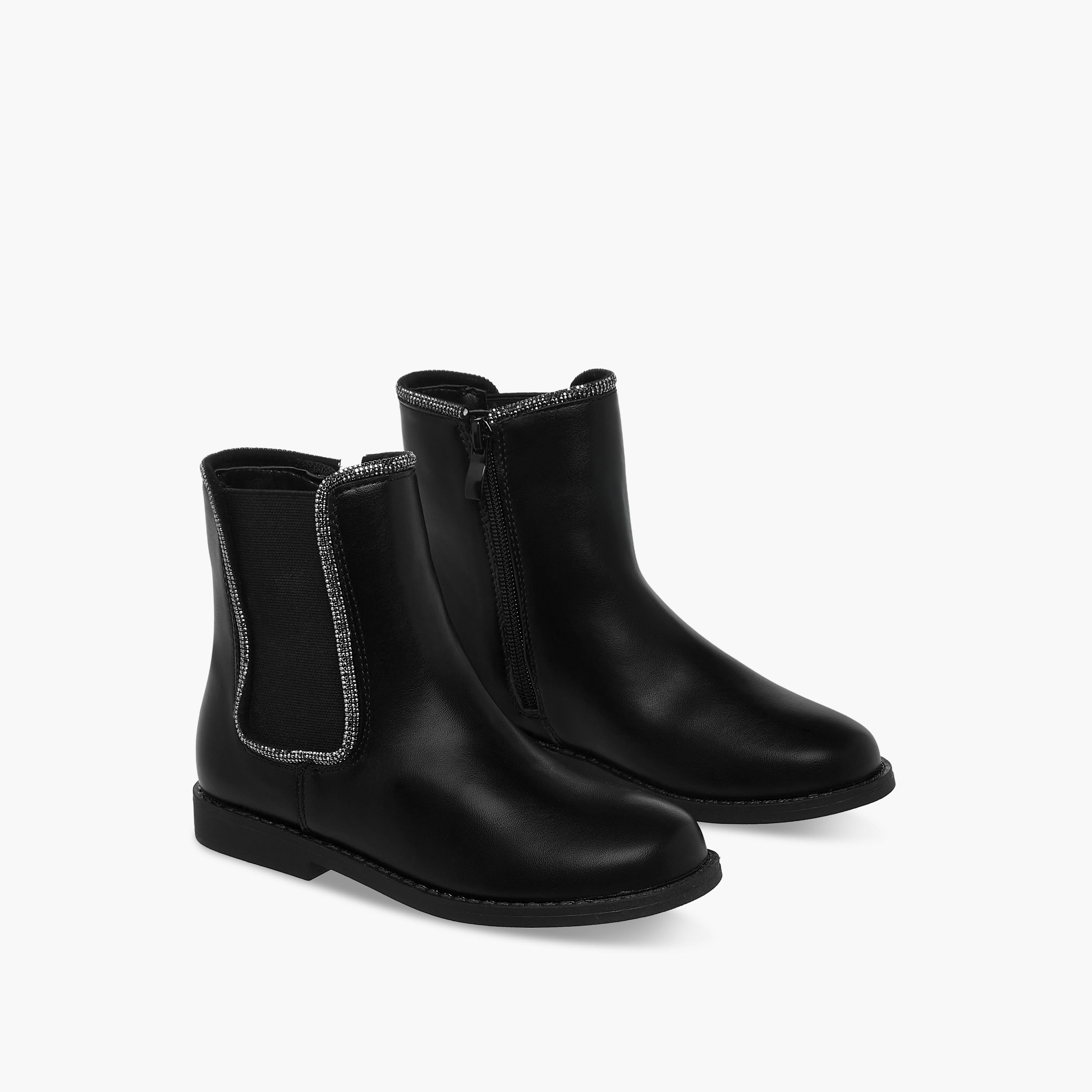بوت برقبة عالية وتزيينات للبنات من سيليست-girls-shoes-boots-image-1