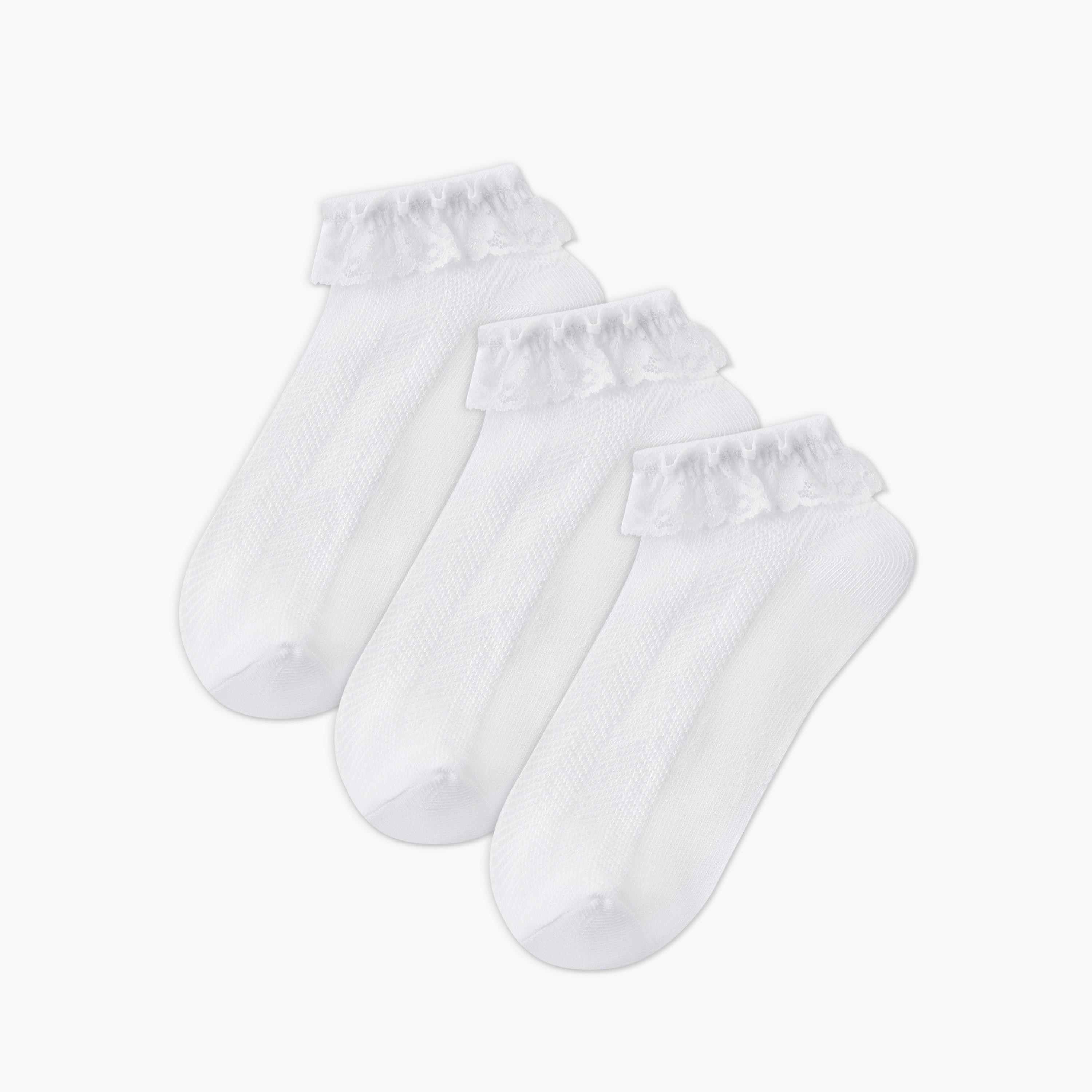 Pack of 3 Juniors Girls School Socks with Frill Accent-girls-accessories-socks-image-1
