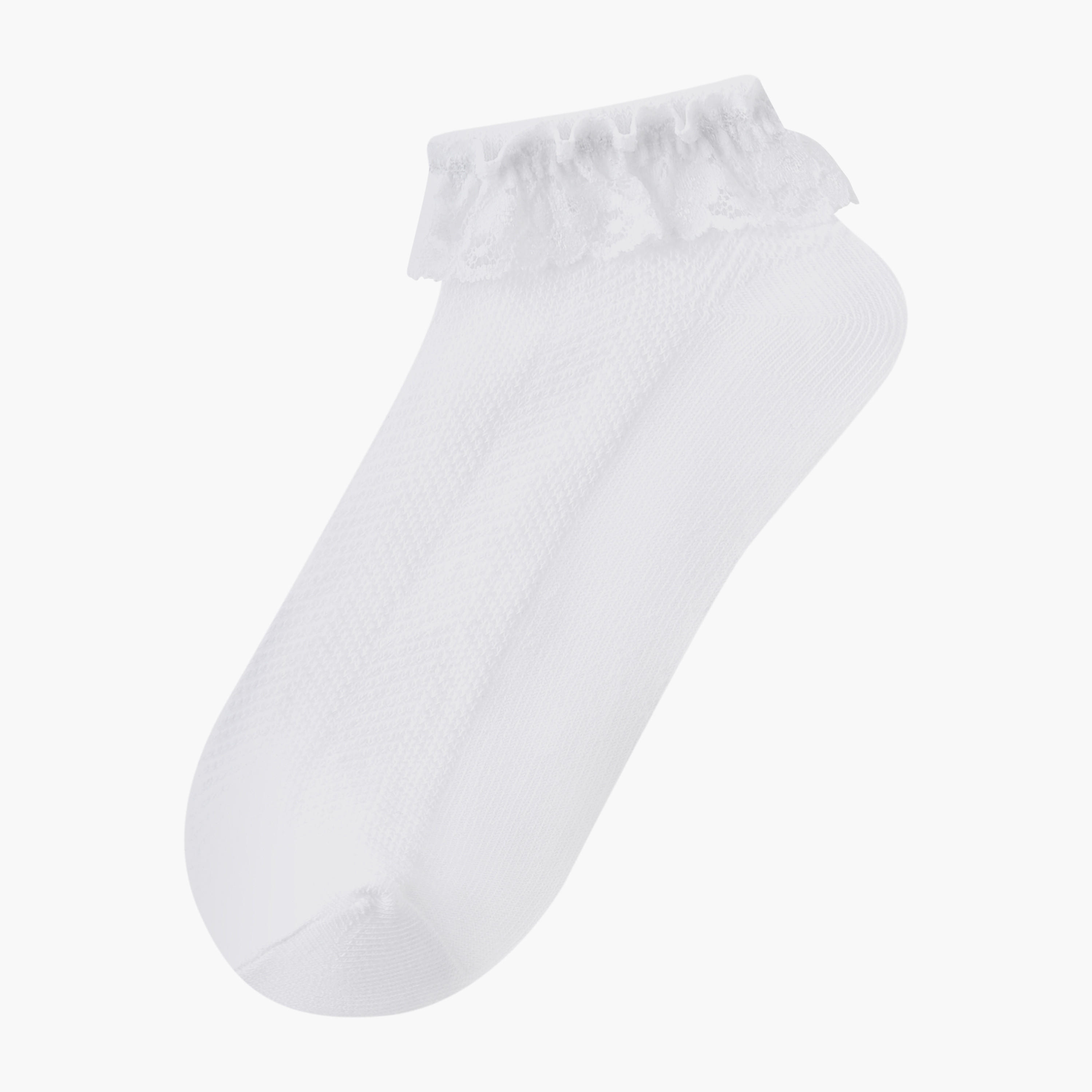 Pack of 3 Juniors Girls School Socks with Frill Accent-girls-accessories-socks-image-2