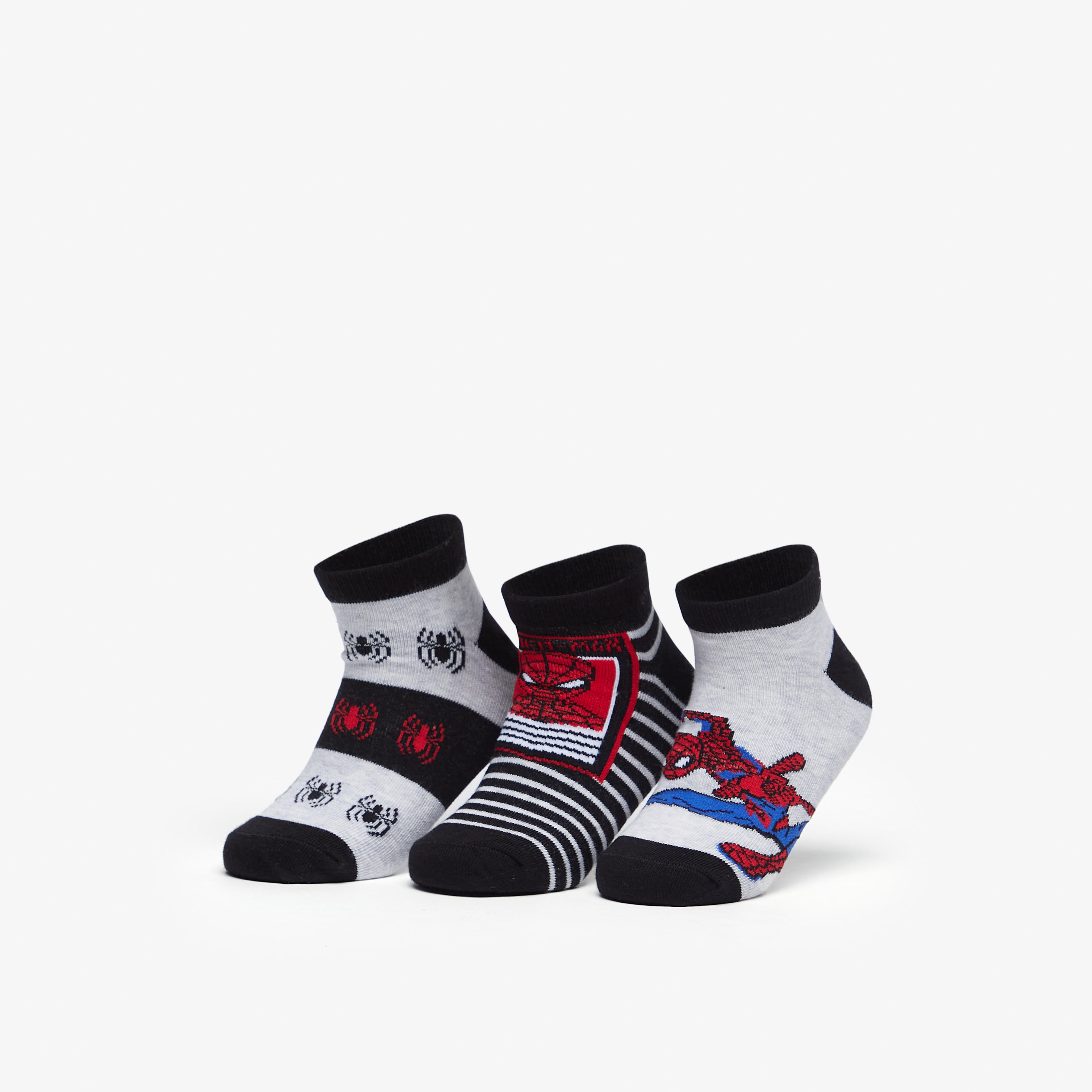 جوارب قصيرة بتصميم سبايدرمان بارز الملمس - طقم من 3 أزواج-boys-accessories-socks-image-1