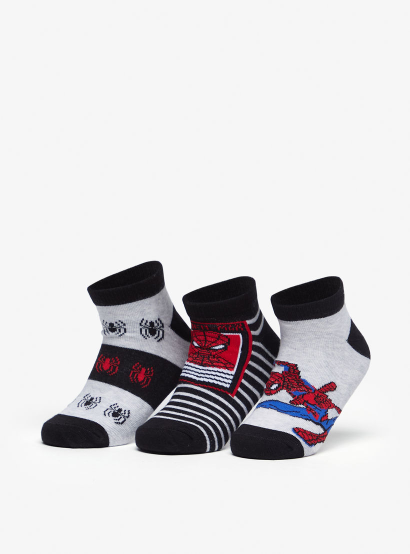 جوارب قصيرة بتصميم سبايدرمان بارز الملمس - طقم من 3 أزواج-boys-accessories-socks-image-1