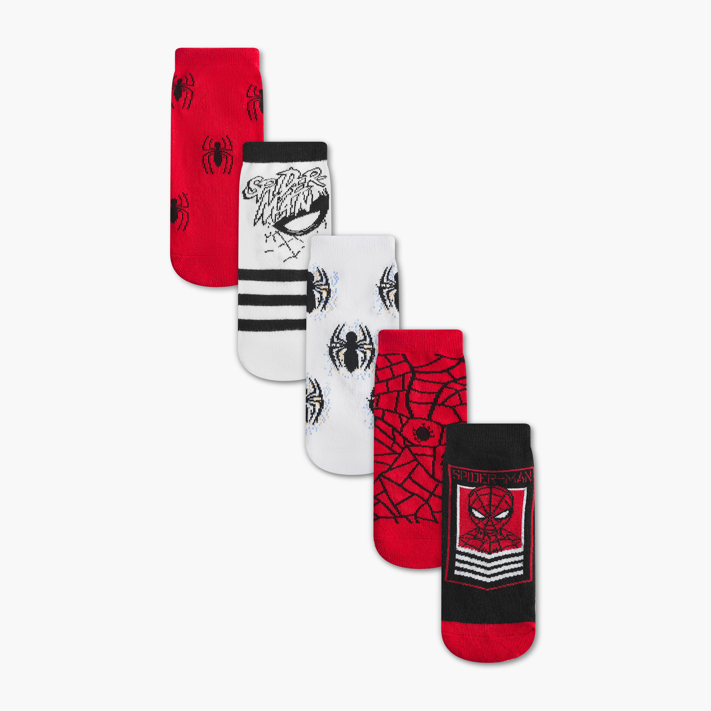 Pack of 5 Marvel Boys Socks Ankle Length Spider-Man Print-boys-accessories-socks-image-1