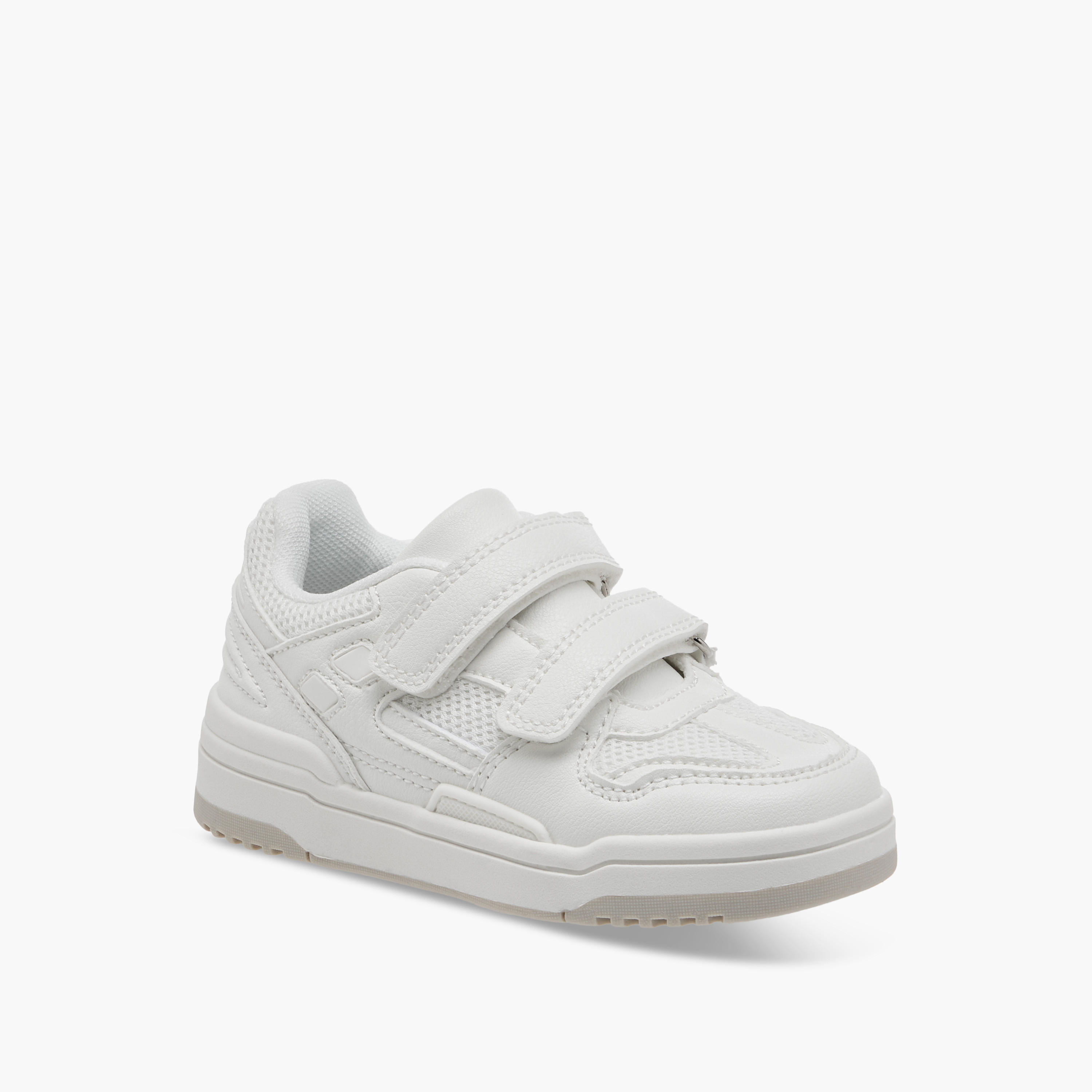 Juniors Kids Panelled Sneakers with Hook and Loop Closure-boys-shoes-schoolshoes-image-2