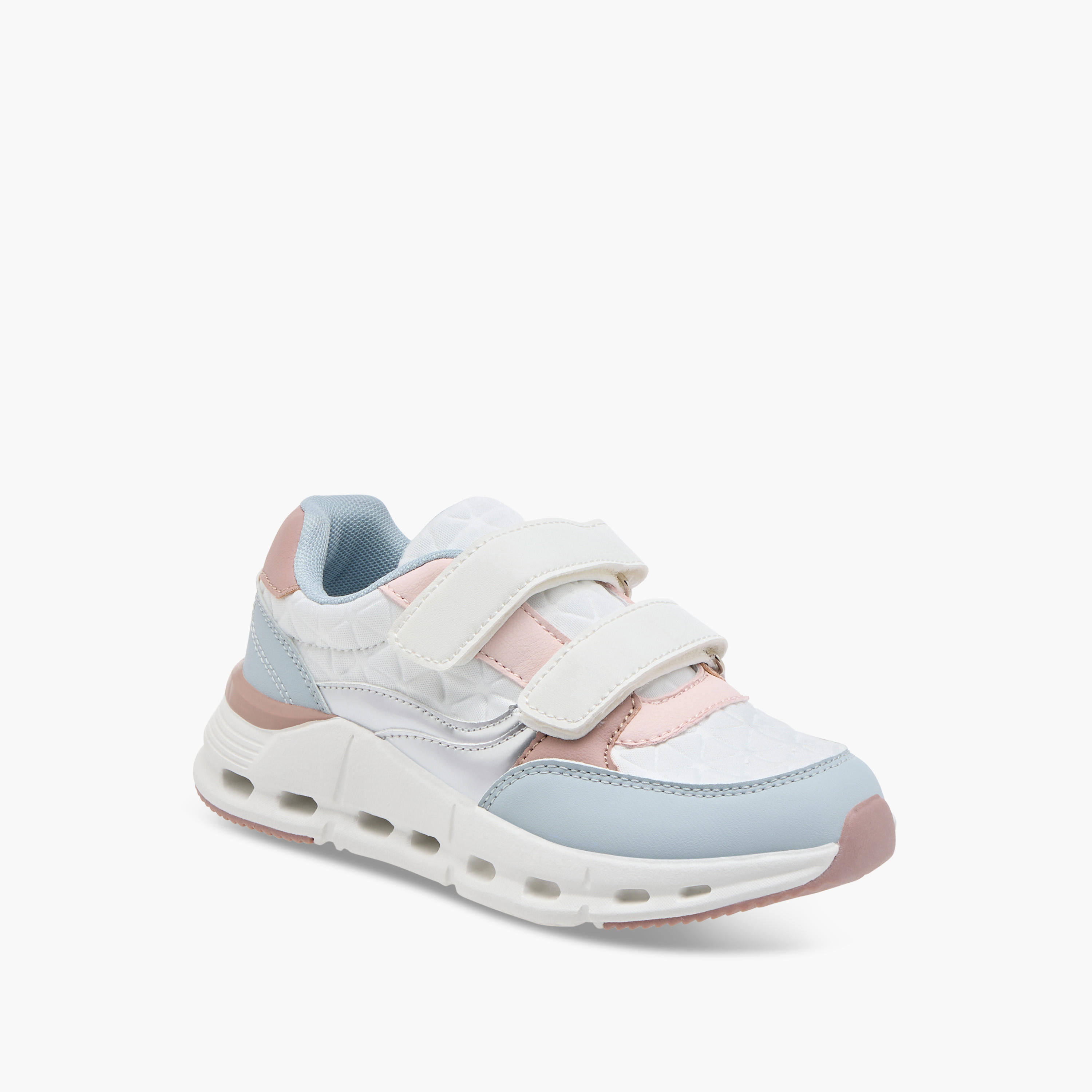 Little Missy Panelled Sneakers with Hook and Loop Closure-girls-shoes-sneakers-image-2