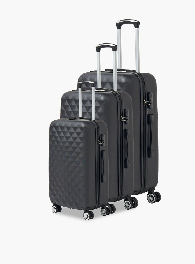 WAVE Textured Hardcase Luggage Trolley with Retractable Handle - 24 inches Check-In Bag-travel-luggagesandbags-luggage-image-12