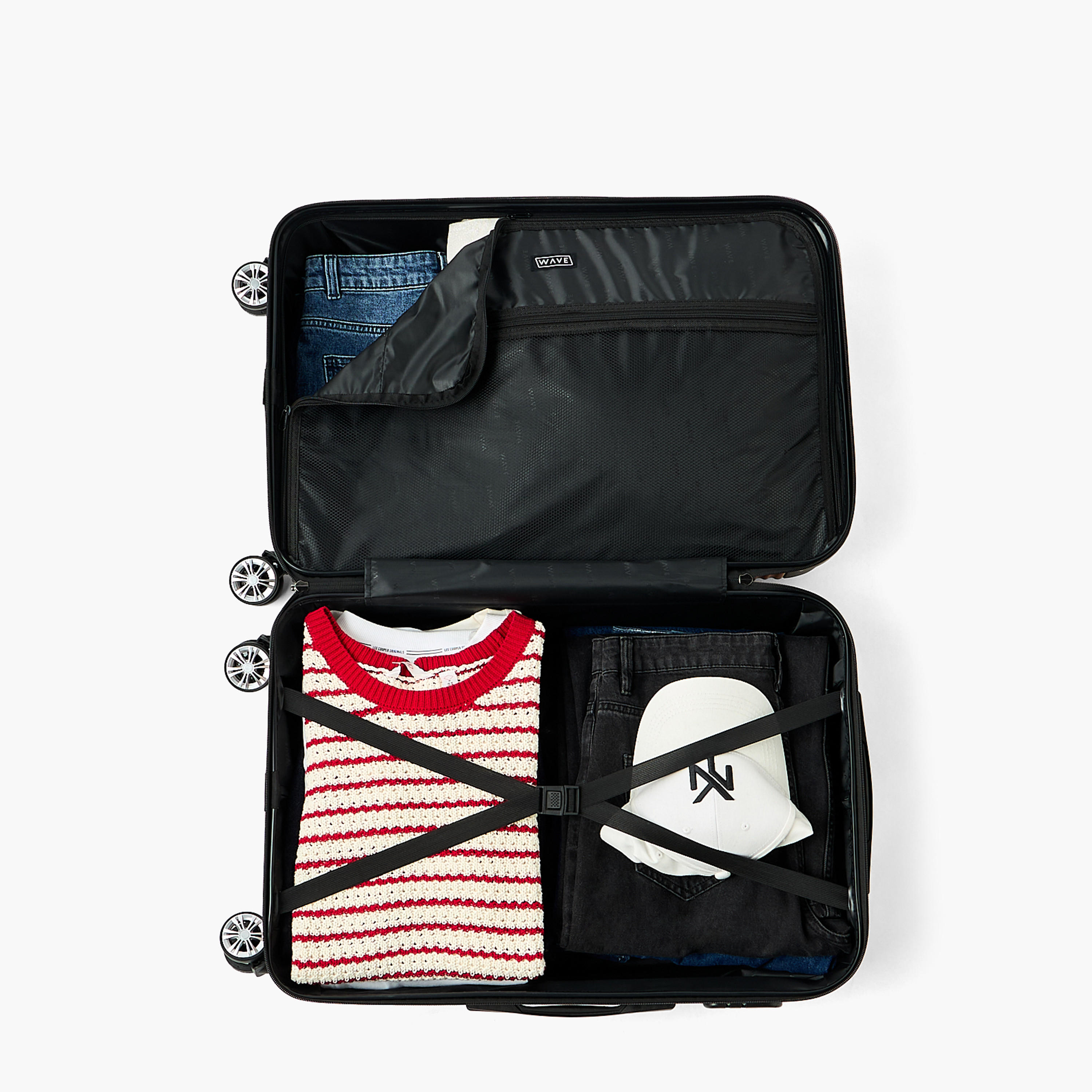WAVE Textured Hardcase Luggage Trolley with Retractable Handle - 20 inches Cabin Bag-travel-luggagesandbags-luggage-image-9