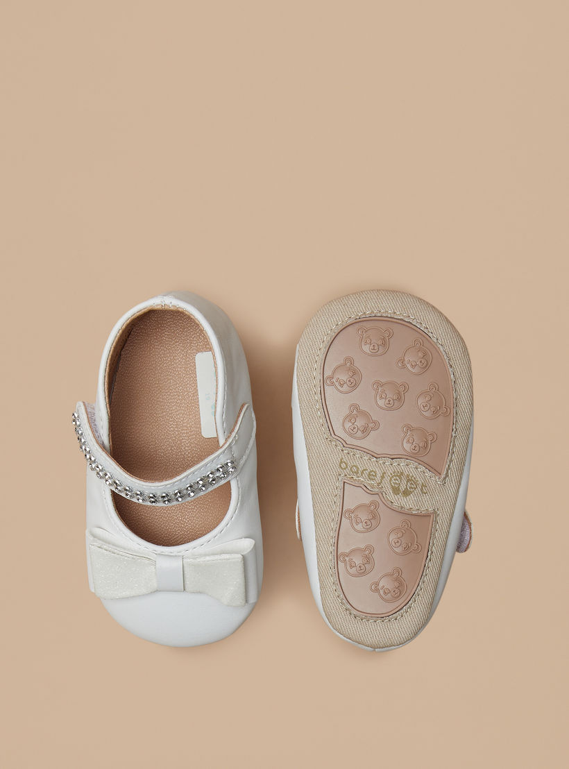 Barefeet Bow Accent Booties with Hook and Loop Closure-baby-girls-shoes-booties-image-4