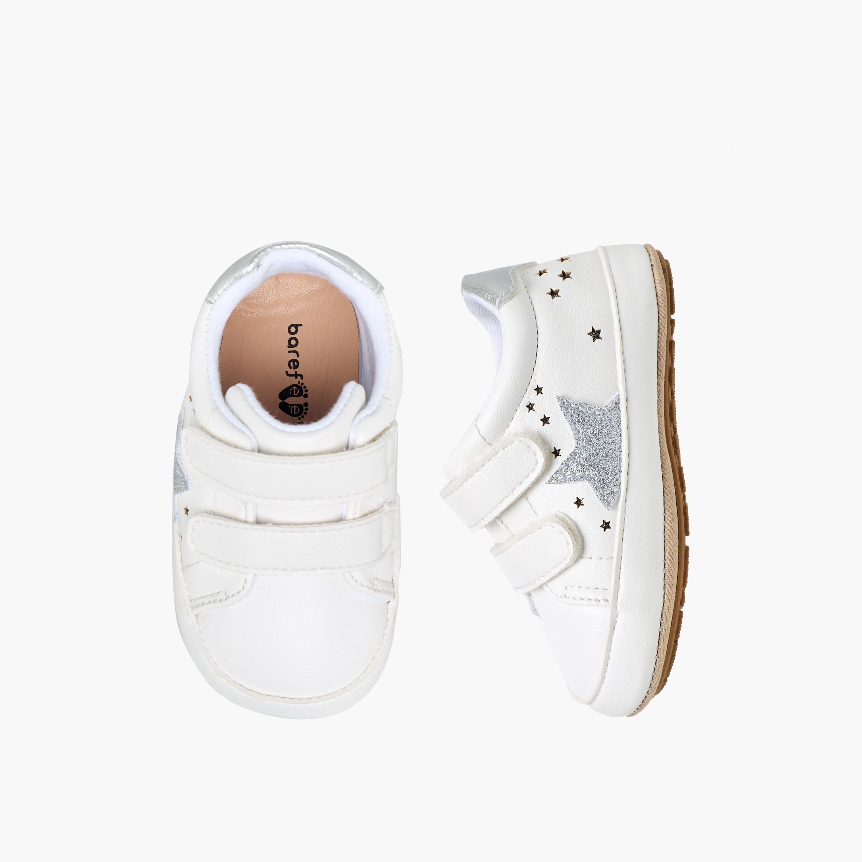 Barefeet Booties with Hook & Loop Closure, Star Embellishment-baby-girls-shoes-booties-image-1