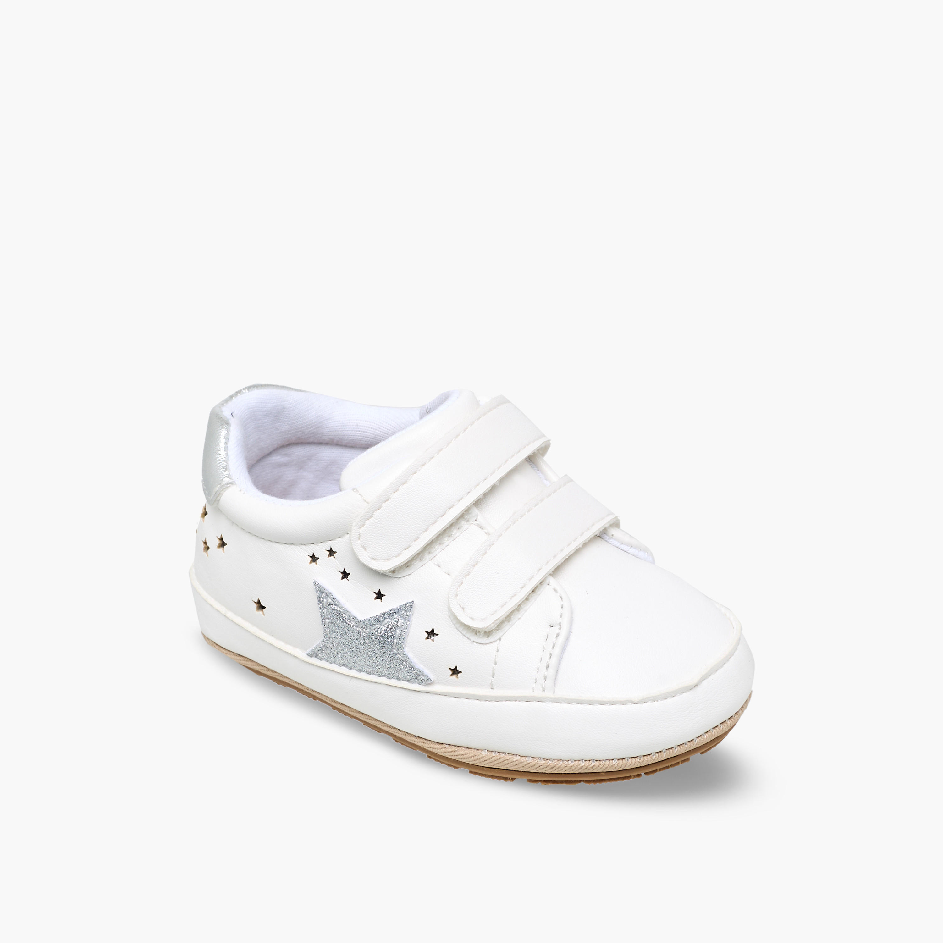 Barefeet Booties with Hook & Loop Closure, Star Embellishment-baby-girls-shoes-booties-image-2