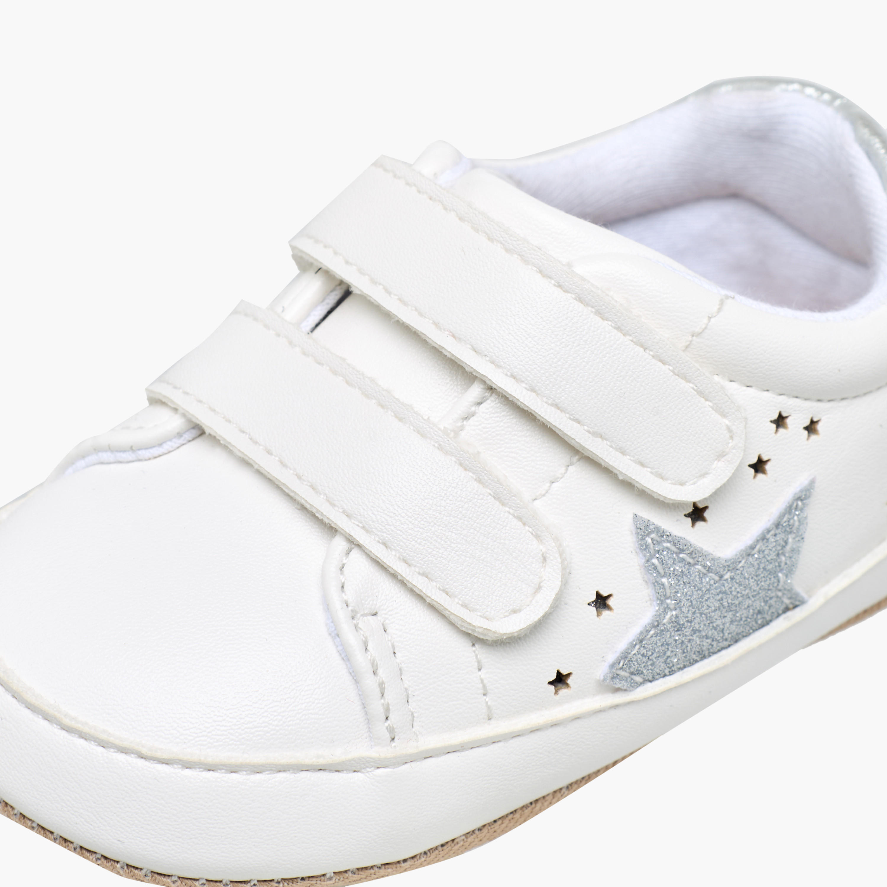 Barefeet Booties with Hook & Loop Closure, Star Embellishment-baby-girls-shoes-booties-image-4