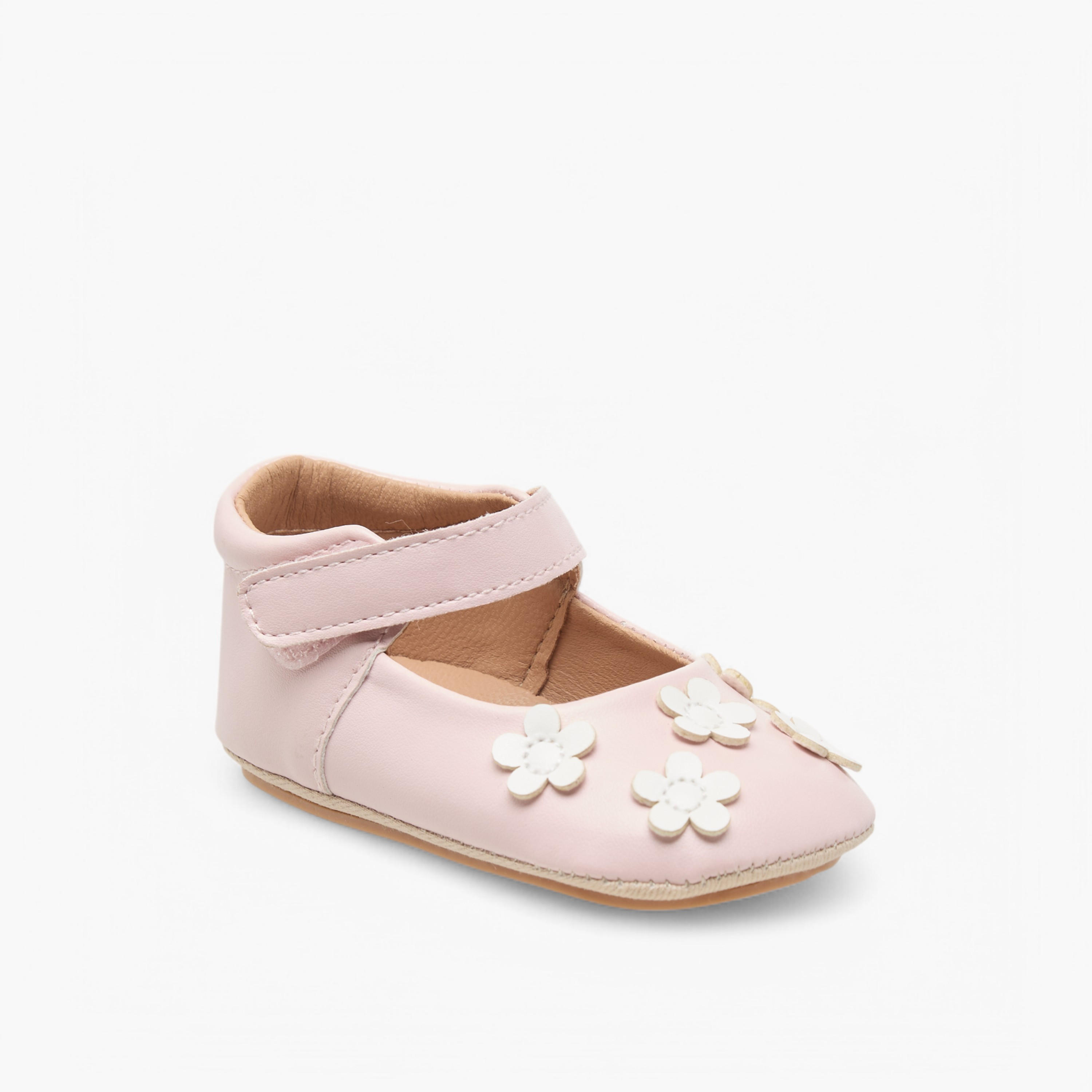 حذاء بتزيينات زهرية وبشريط إغلاق لاصق من بيرفيت-baby-girls-shoes-closedshoes-image-2