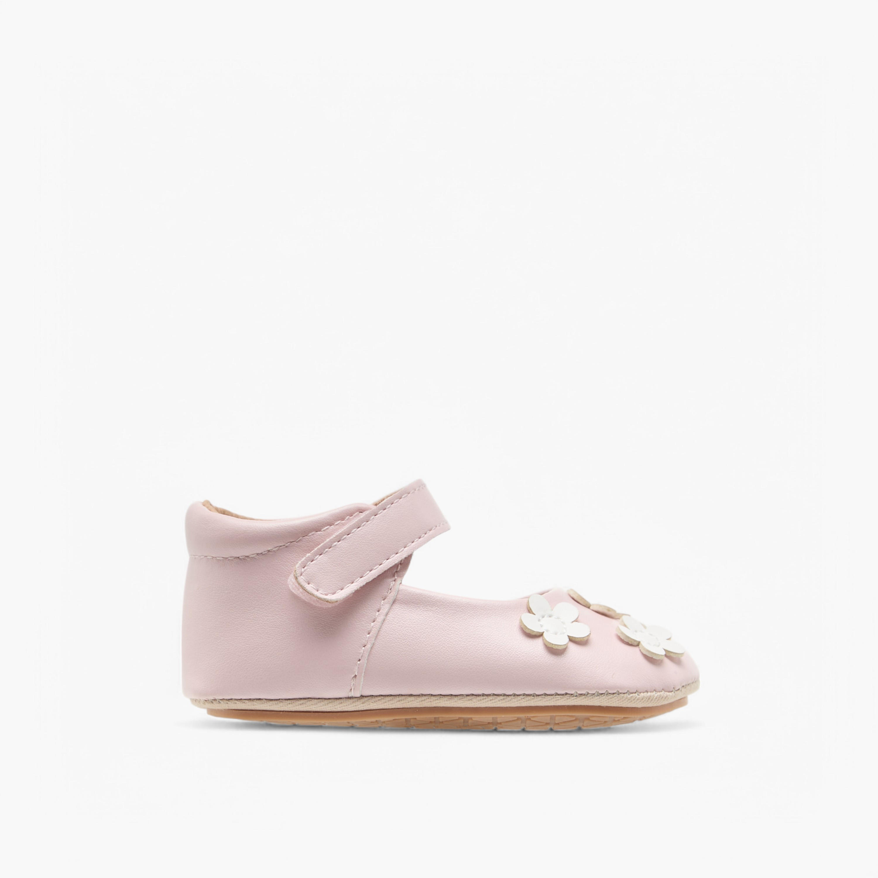 حذاء بتزيينات زهرية وبشريط إغلاق لاصق من بيرفيت-baby-girls-shoes-closedshoes-image-3