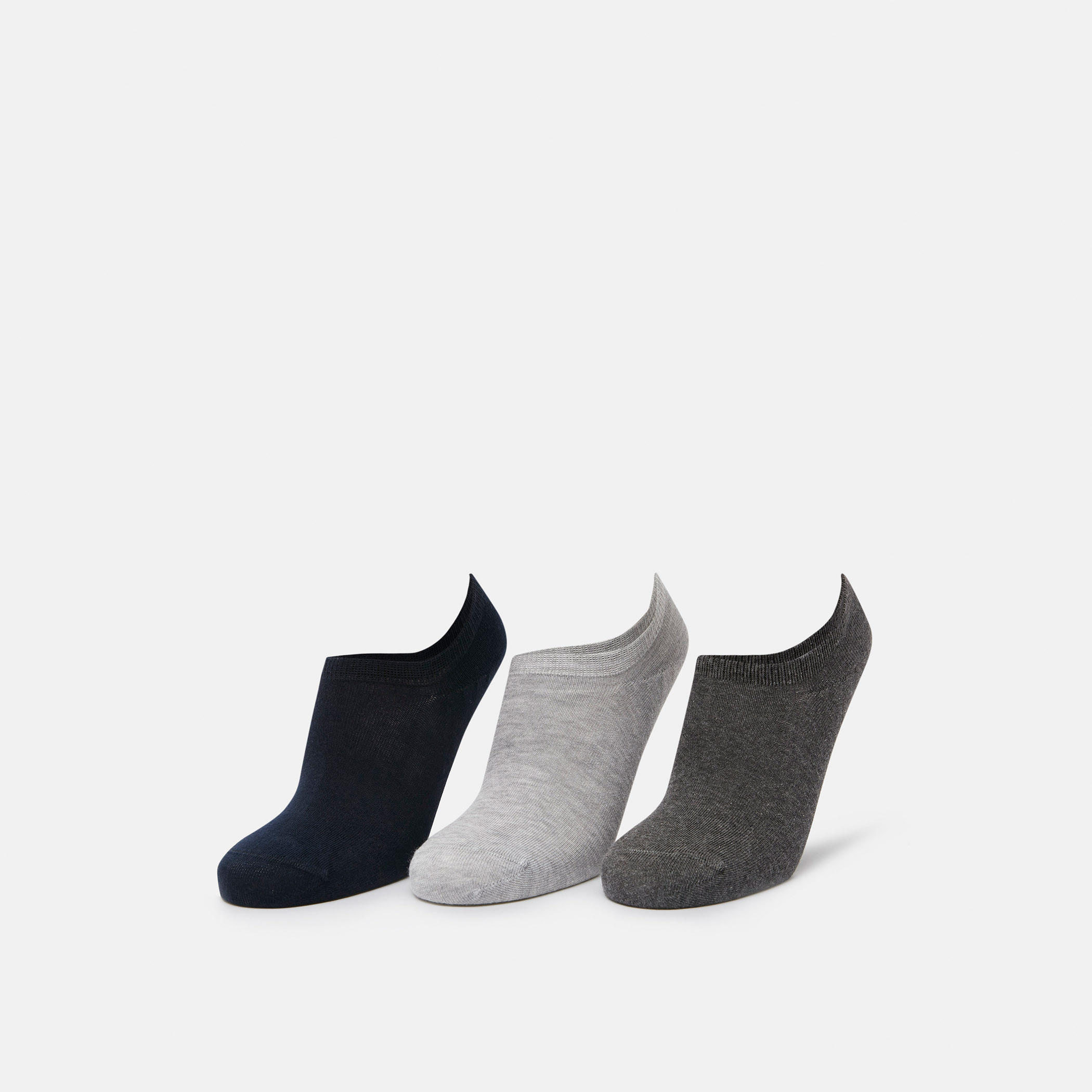 Solid No Show Socks - Set of 3-men-socks-image-1