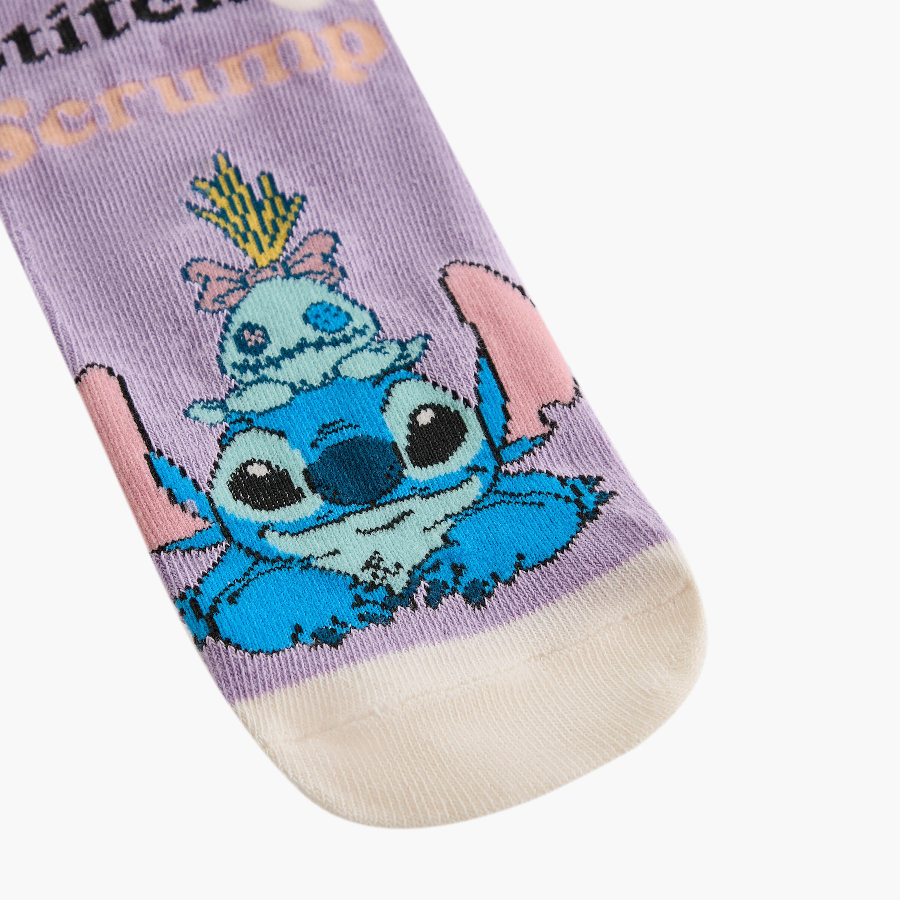 Disney Stitch Print Non Terry Ankle Length Socks - Set of 5-girls-accessories-socks-image-3