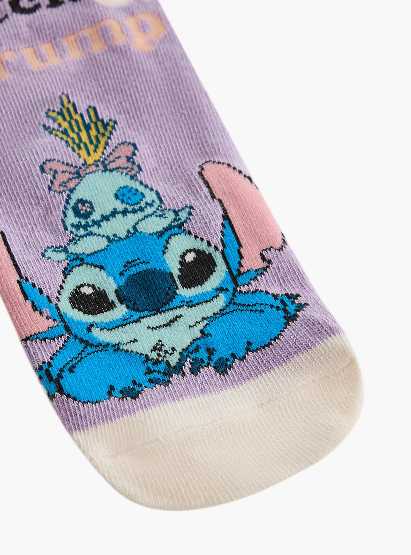 Disney Stitch Print Non Terry Ankle Length Socks - Set of 5-girls-accessories-socks-image-3