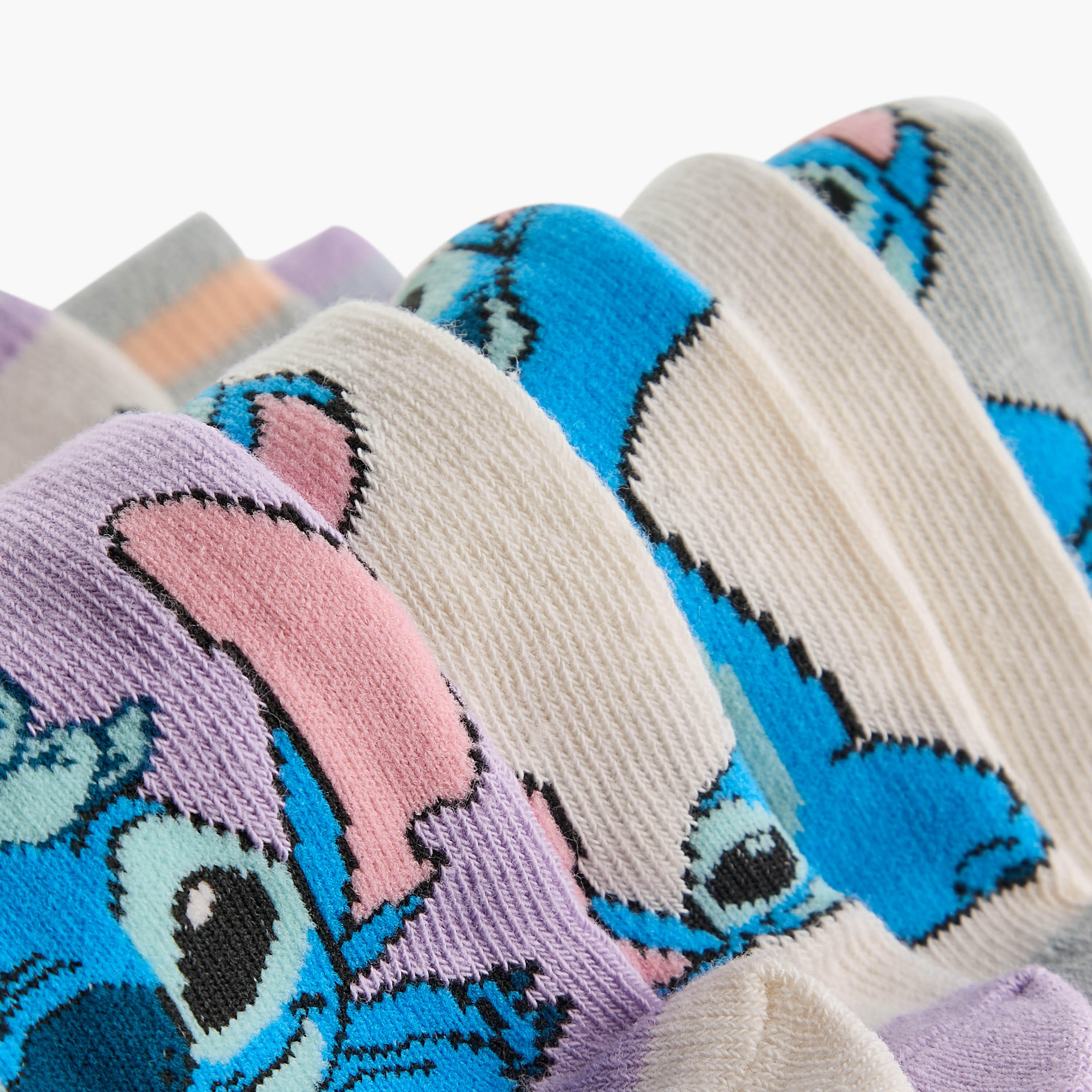 Disney Stitch Print Non Terry Ankle Length Socks - Set of 5-girls-accessories-socks-image-4