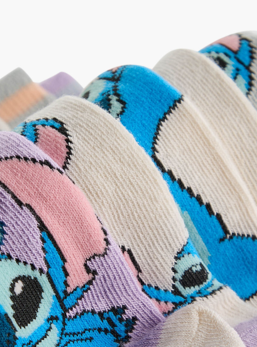 Disney Stitch Print Non Terry Ankle Length Socks - Set of 5-girls-accessories-socks-image-4