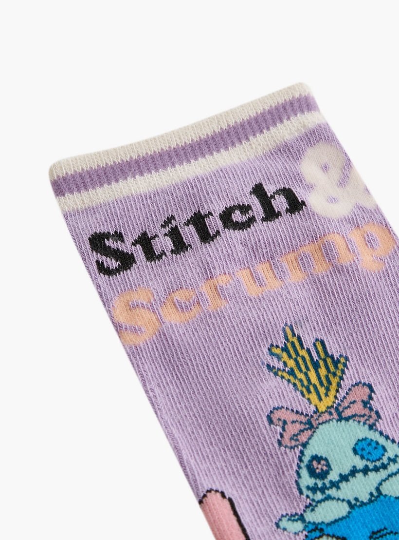Disney Stitch Print Non Terry Ankle Length Socks - Set of 5-girls-accessories-socks-image-5