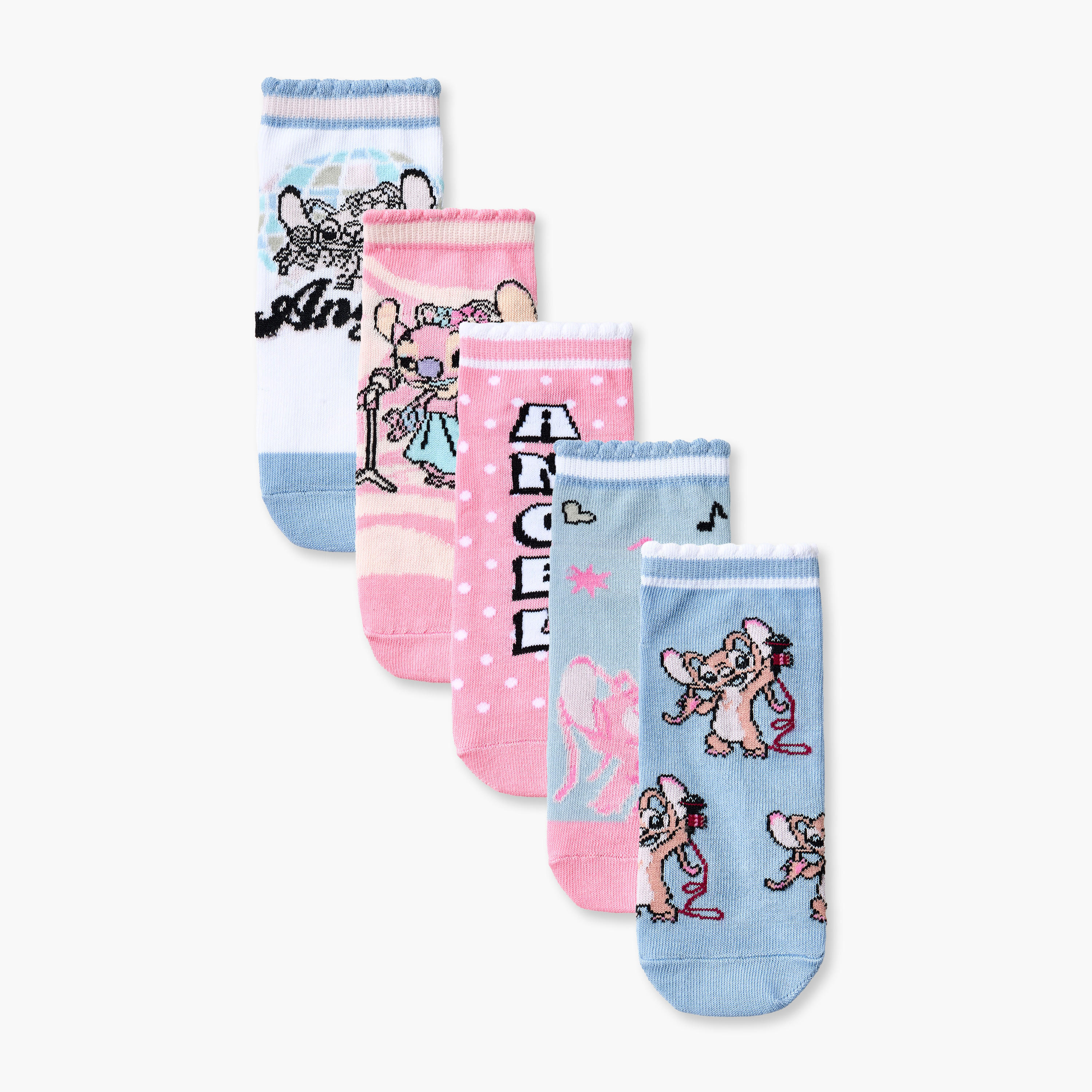 Pack of 3 Disney Ankle Length Girls Socks with Stitch Print-girls-accessories-socks-image-1
