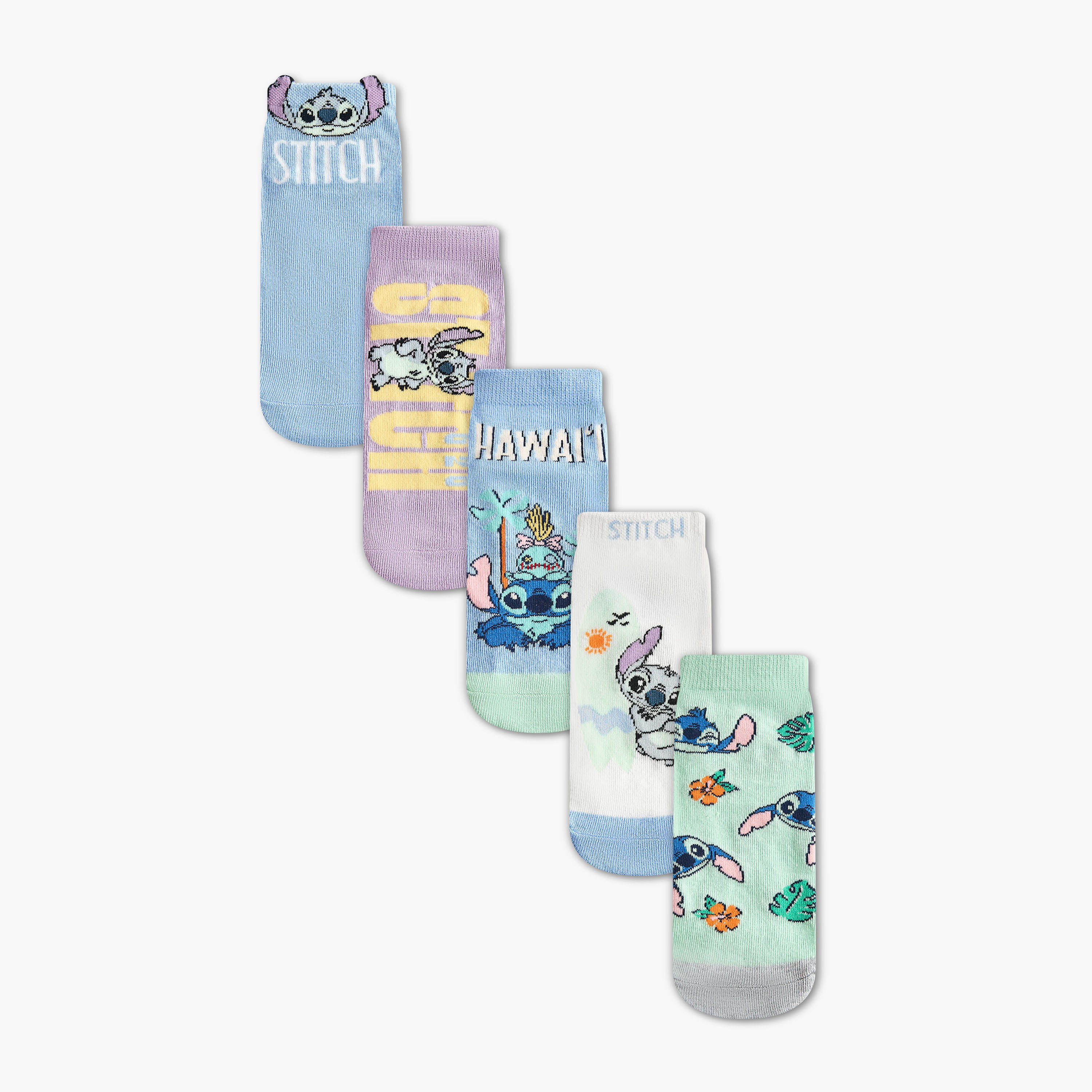 عبوة جوارب 5 أزواج بطبعات ستيتش وطول الكاحل للبنات من ديزني-girls-accessories-socks-image-1