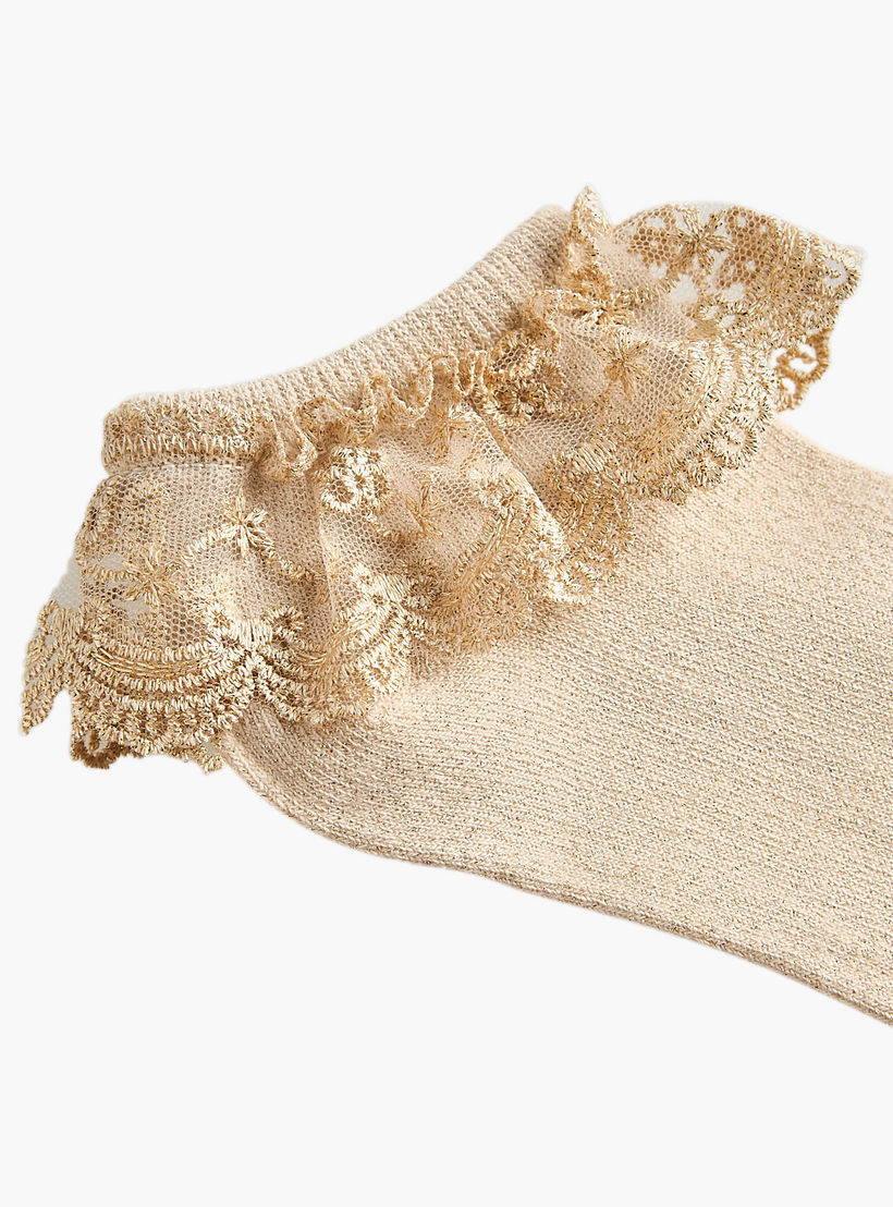 Pack of 2 Celeste Girls Socks with Embroidered Frill Detail-girls-accessories-socks-image-5