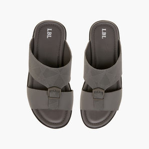 LBL by Shoexpress Textured Slip-On Arabic Sandals with Buckle Detail-men-shoes-sandals-image-1