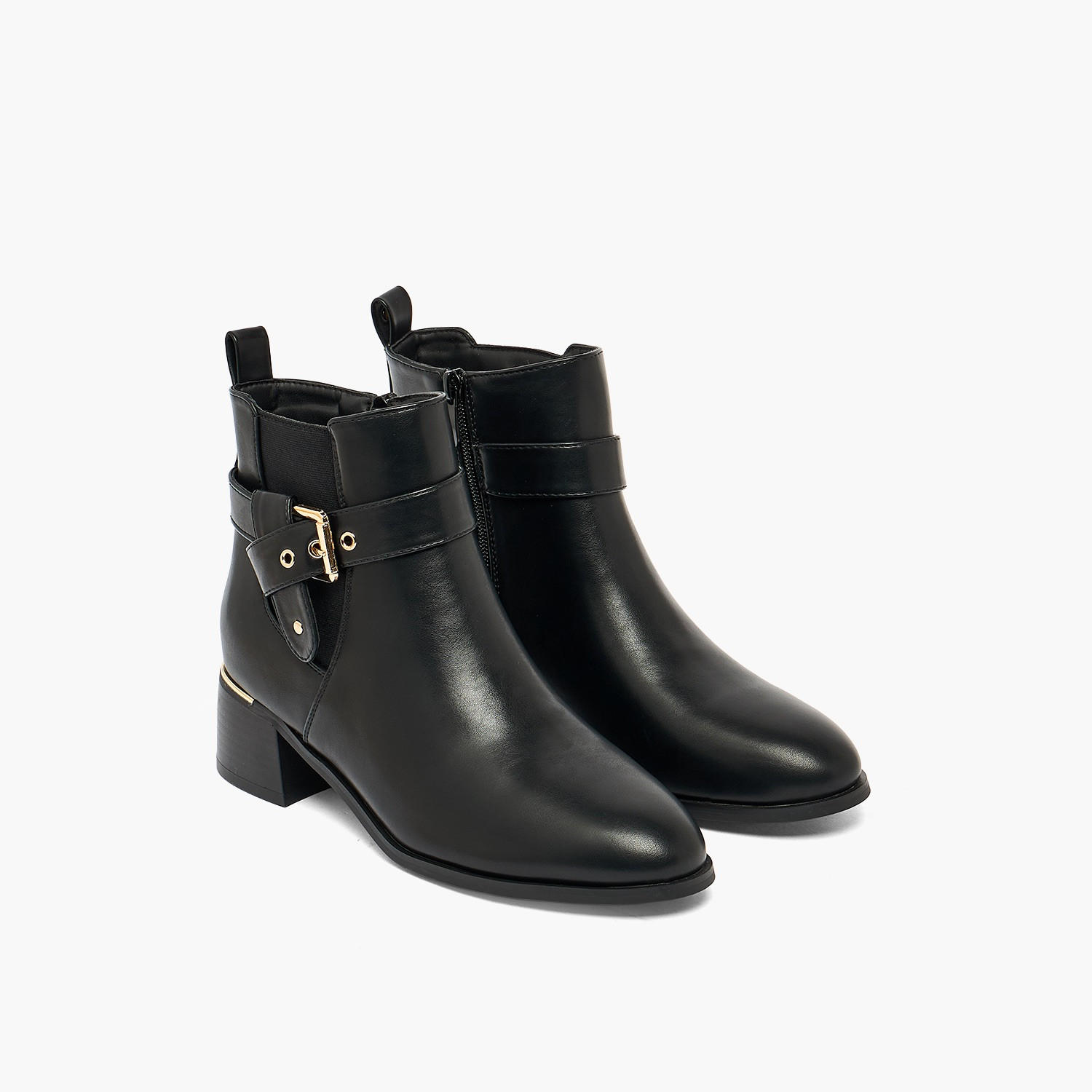 حذاء كاحل نسائي بكعب بلوك مزود بإبزيم من فلورا بيلا - شوإكسبرس-women-shoes-boots-image-1