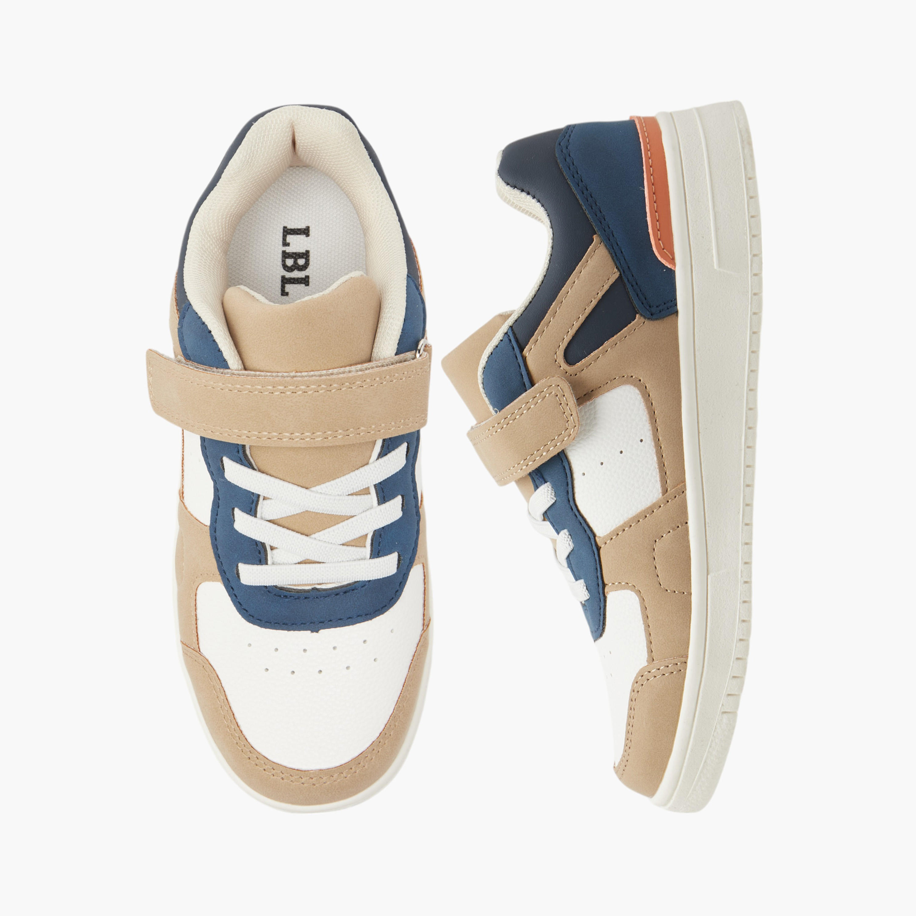 LBL by Shoexpress Colourblock Sneakers with Hook and Loop Closure-boys-shoes-schoolshoes-image-1