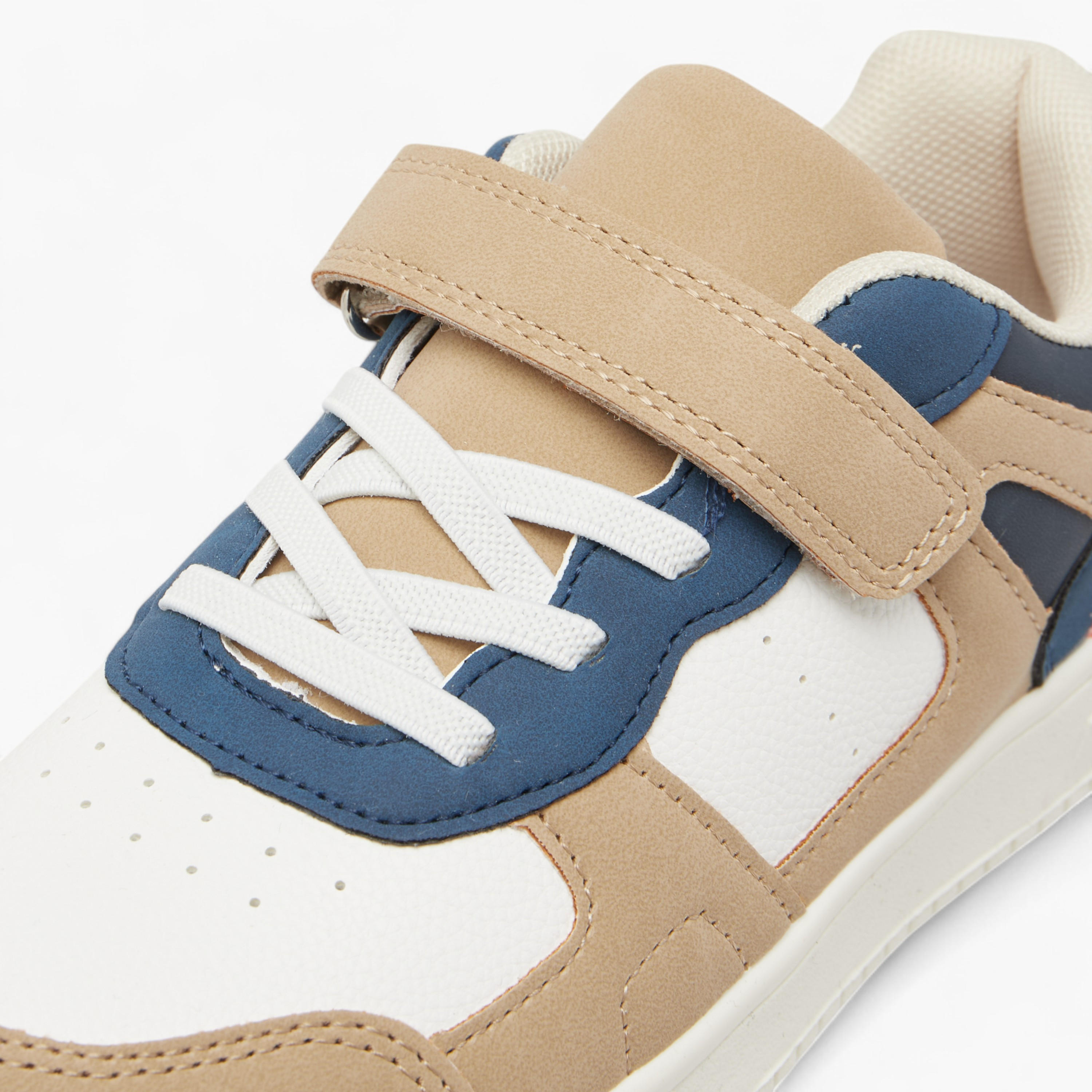 LBL by Shoexpress Colourblock Sneakers with Hook and Loop Closure-boys-shoes-schoolshoes-image-4