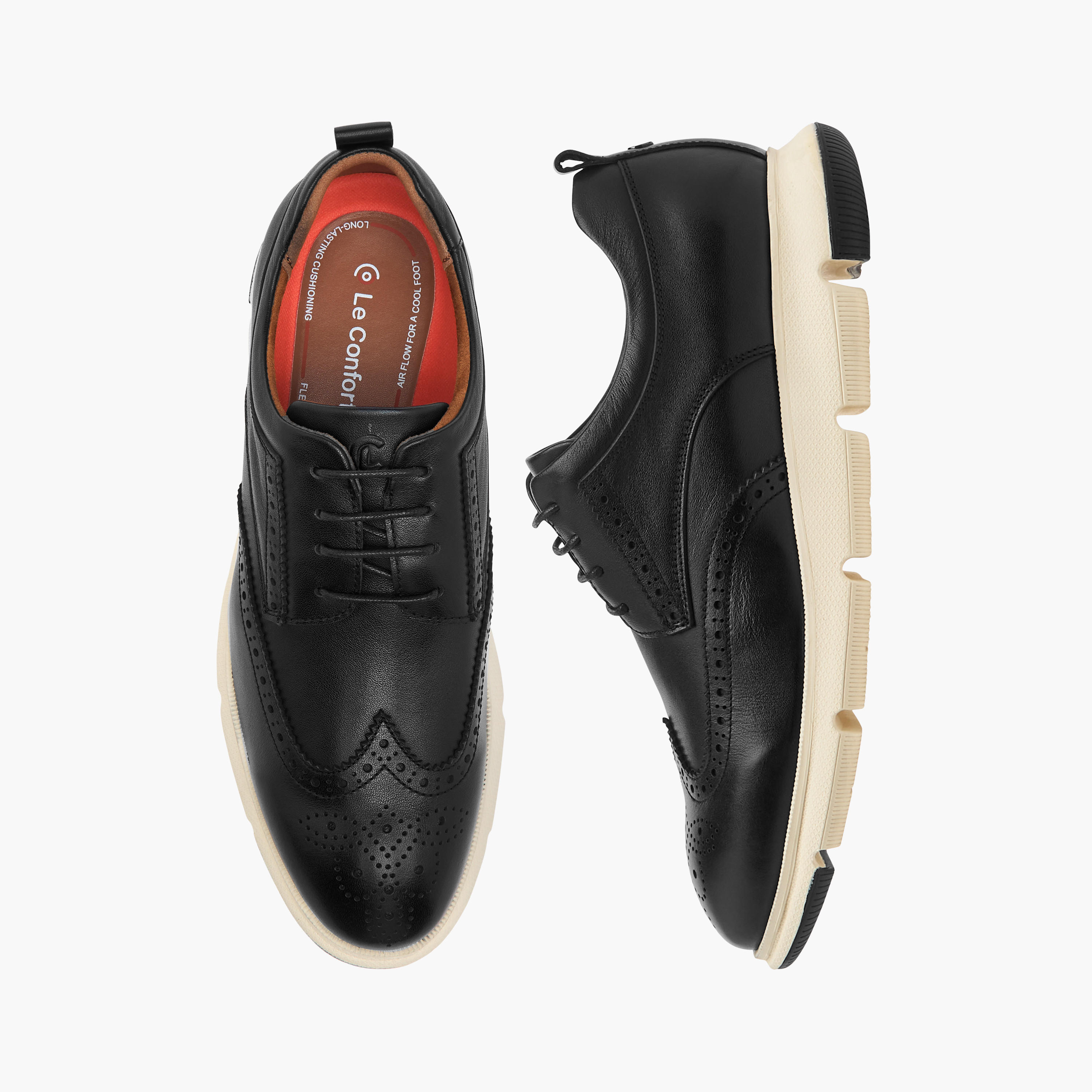 Le Confort Leather Perforated Lace-Up Sneakers-men-shoes-sneakers-image-1