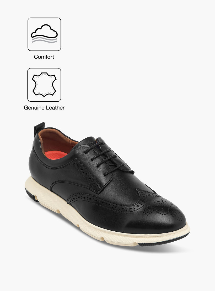Le Confort Leather Perforated Lace-Up Sneakers-men-shoes-sneakers-image-2
