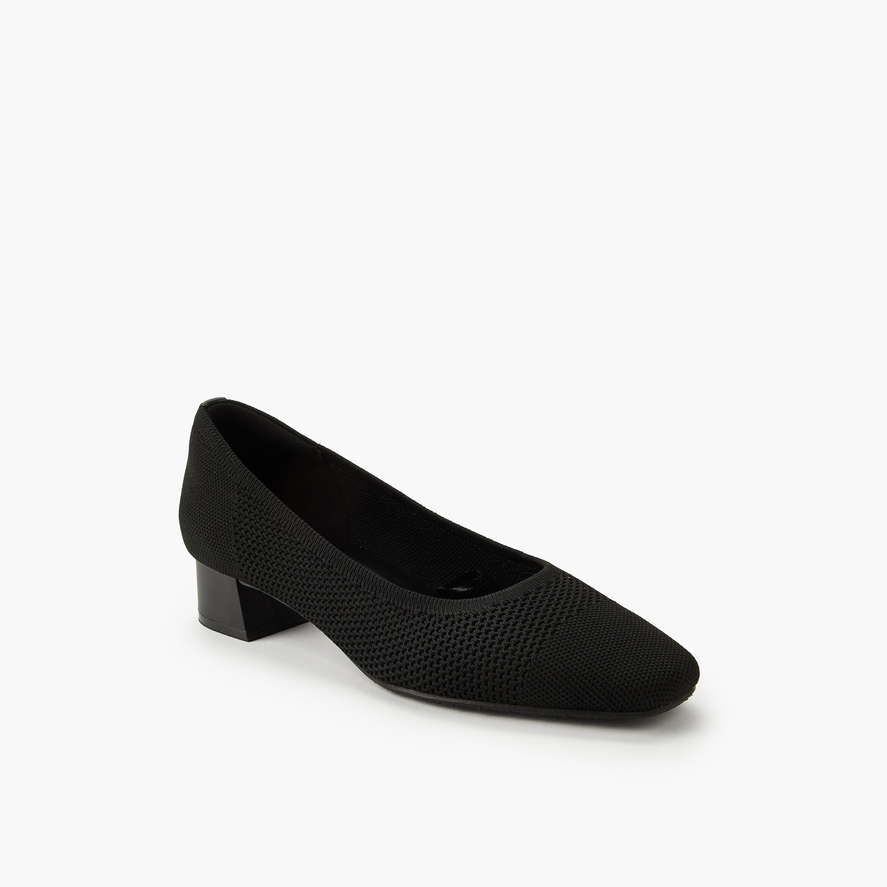 حذاء كلاسيكي شبكي مريح سهل الارتداء بارز الملمس بكعب سميك من لو كونفورت-women-shoes-heels-image-2