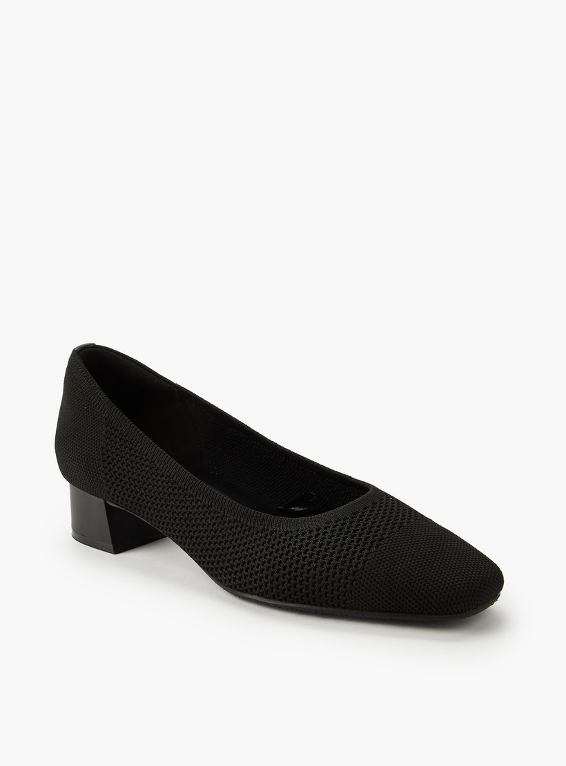 حذاء كلاسيكي شبكي مريح سهل الارتداء بارز الملمس بكعب سميك من لو كونفورت-women-shoes-heels-image-2