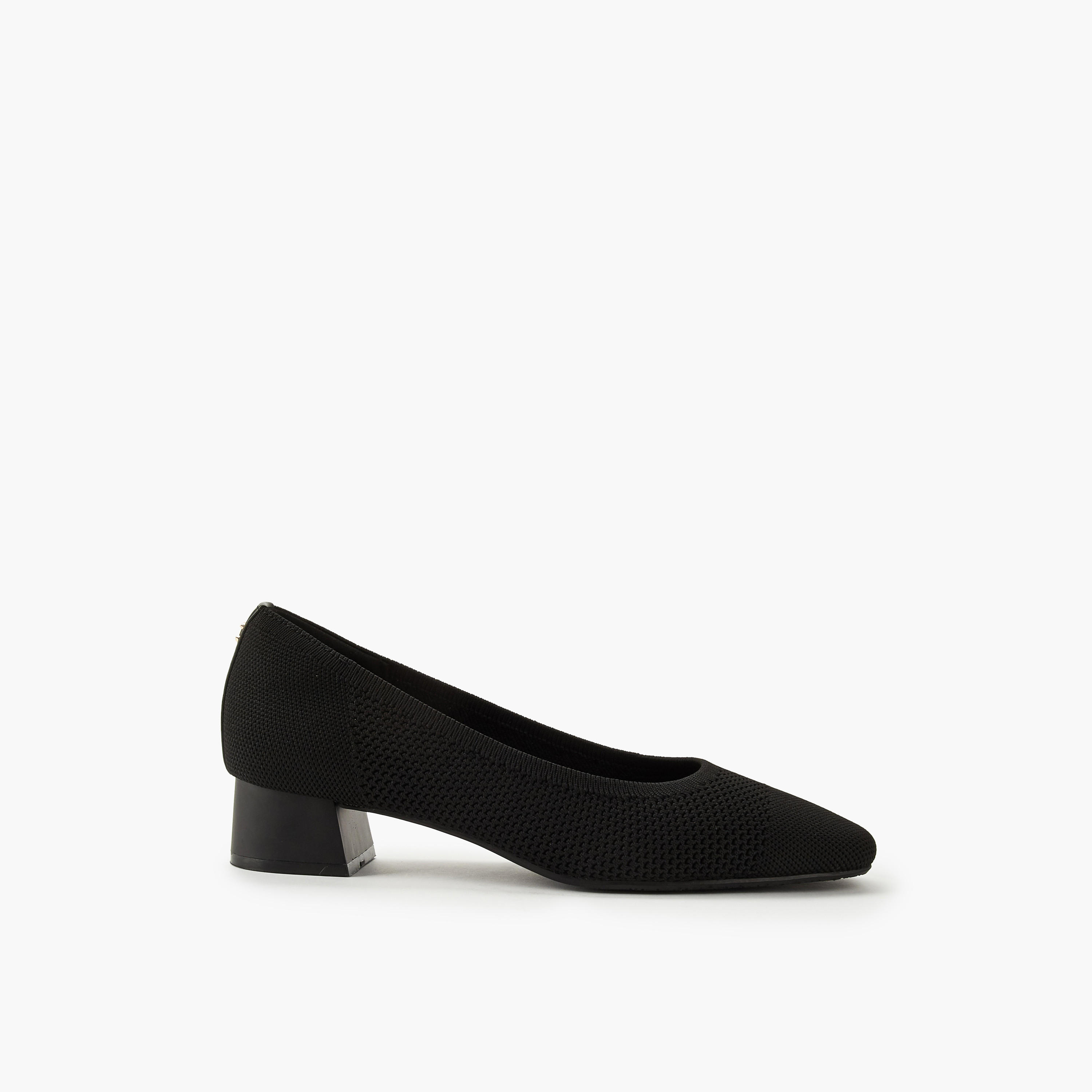 حذاء كلاسيكي شبكي مريح سهل الارتداء بارز الملمس بكعب سميك من لو كونفورت-women-shoes-heels-image-3