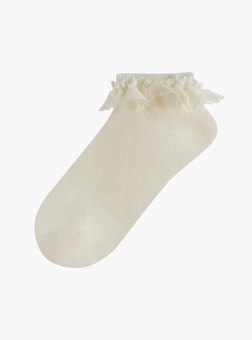 طقم جوارب مضلعة بطول الكاحل 3 أزواج بدون تيري من ليتل ميسي-girls-accessories-socks-image-2