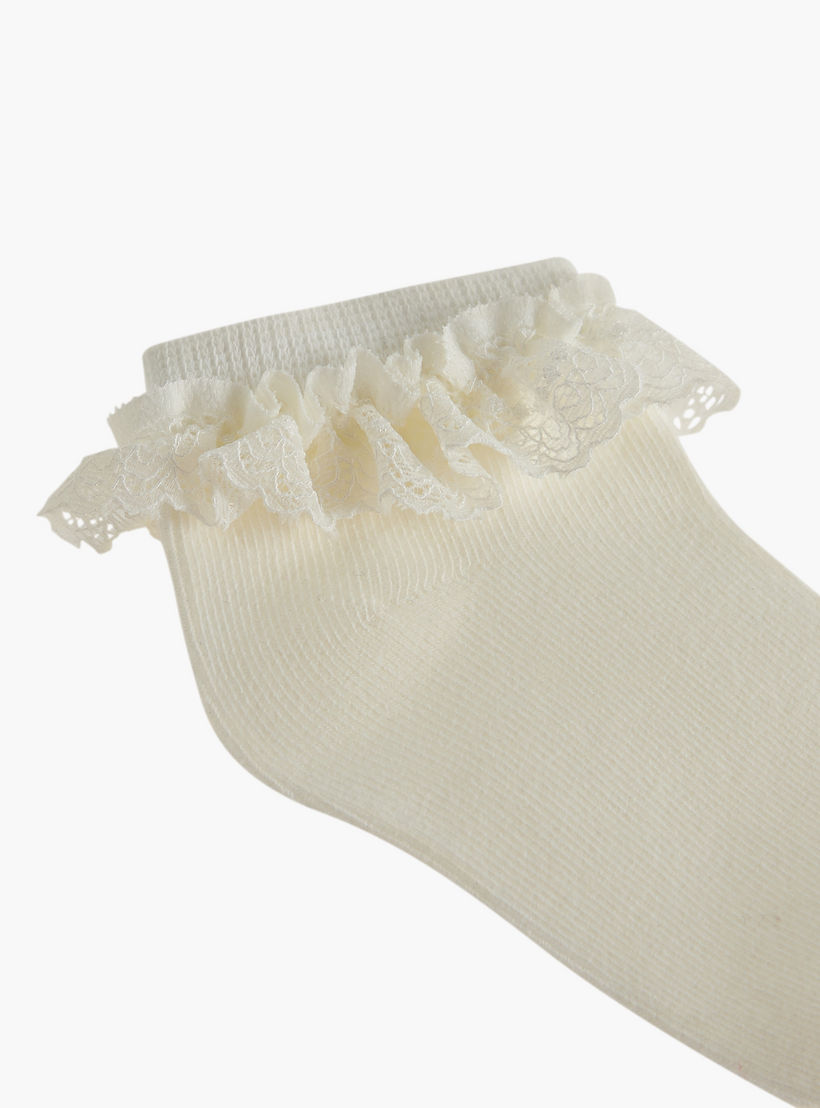 طقم جوارب مضلعة بطول الكاحل 3 أزواج بدون تيري من ليتل ميسي-girls-accessories-socks-image-3