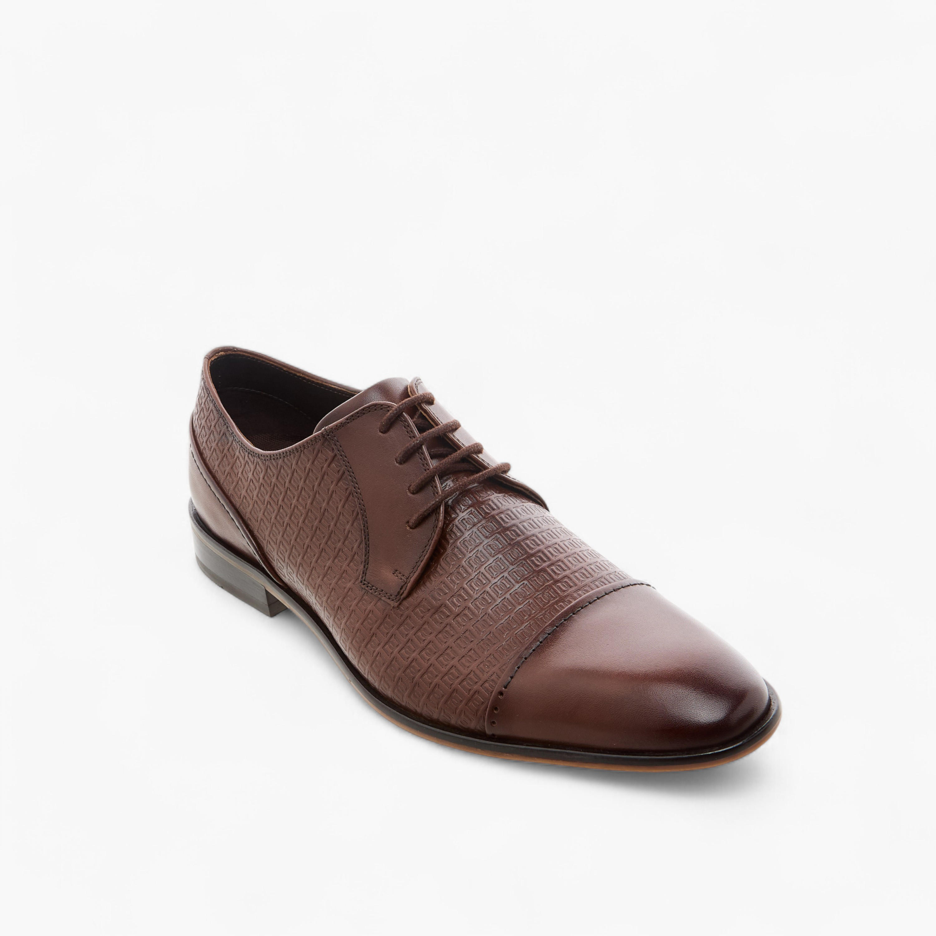 Duchini Men's Textured Derby Shoes with Lace-Up Closure-men-shoes-formalshoes-image-2