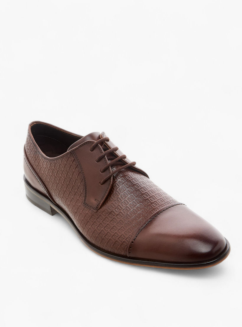 Duchini Men's Textured Derby Shoes with Lace-Up Closure-men-shoes-formalshoes-image-2