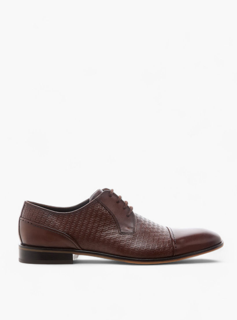 Duchini Men's Textured Derby Shoes with Lace-Up Closure-men-shoes-formalshoes-image-3