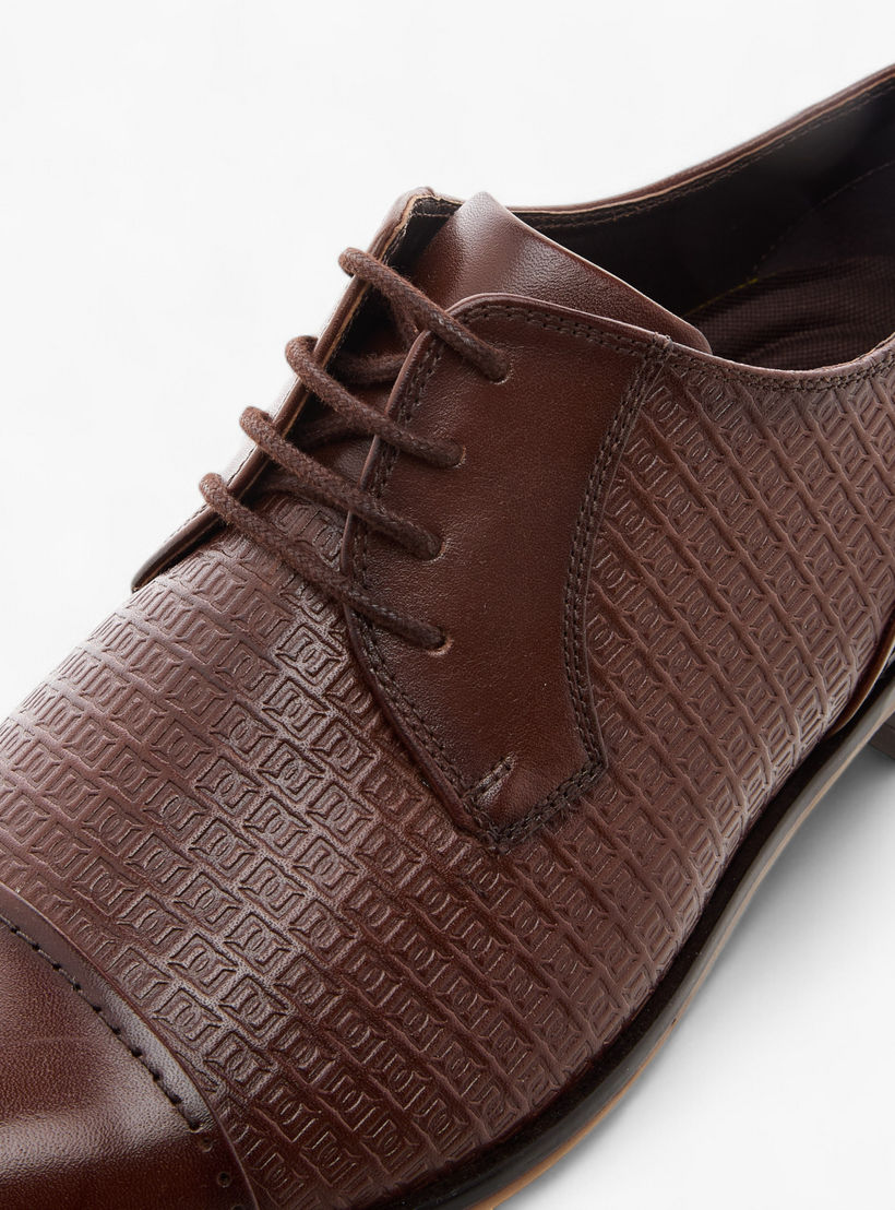 Duchini Men's Textured Derby Shoes with Lace-Up Closure-men-shoes-formalshoes-image-4