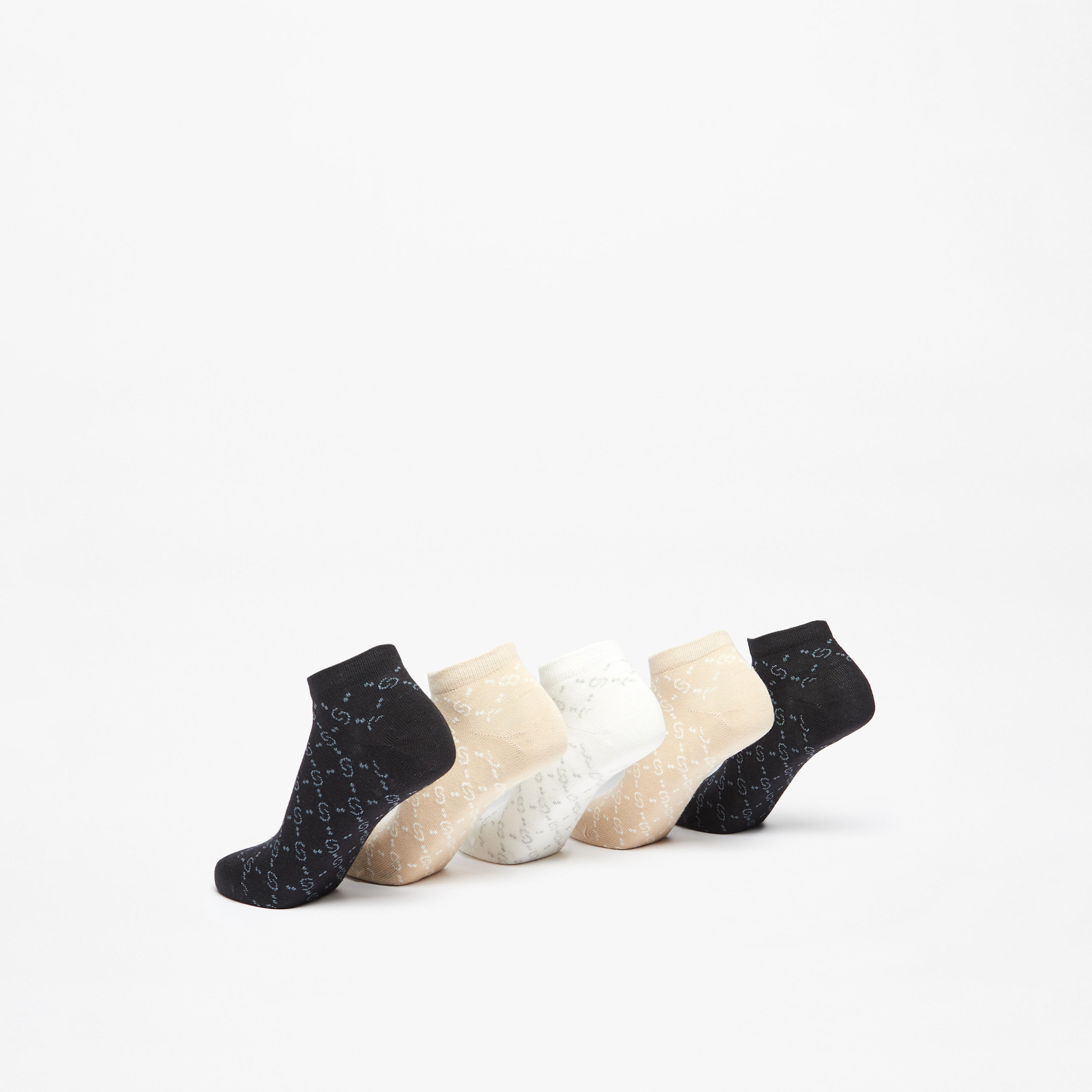 Celeste Logo Detail Ankle Length Non Terry Socks - Set of 5-women-socksandstockings-image-3