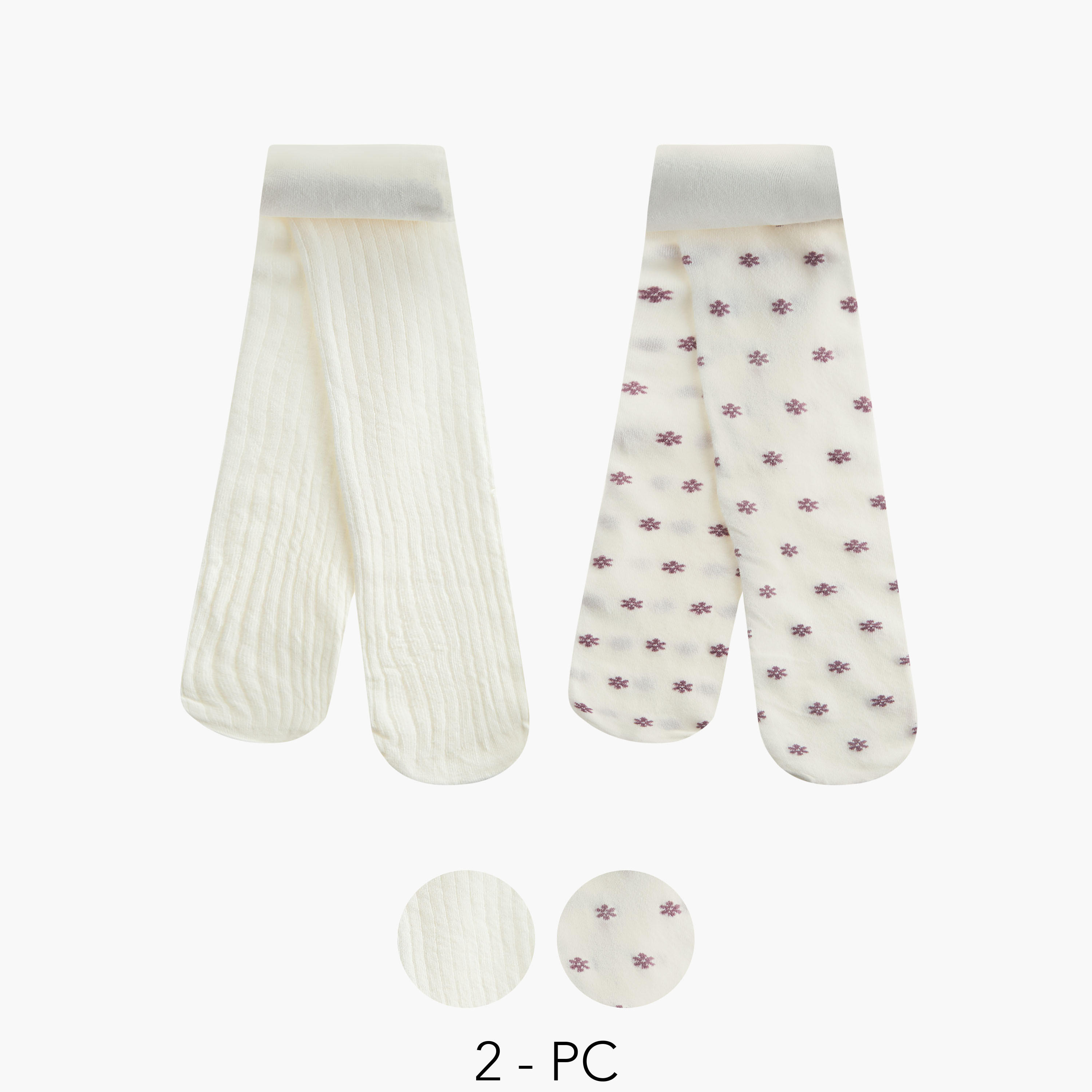 Little Missy Girls Tights with Elasticated Waistband- Set of 2-girls-accessories-socks-image-1