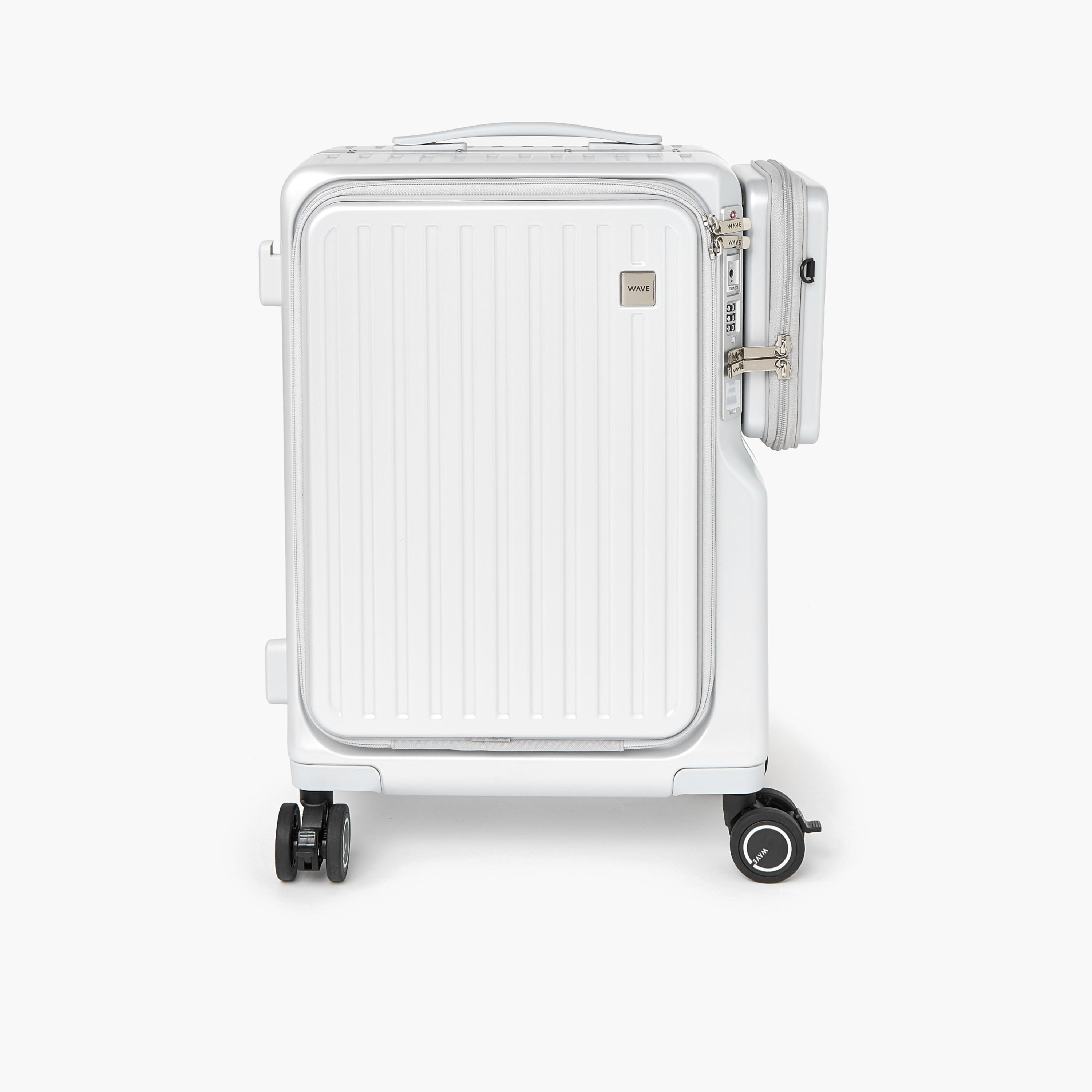 WAVE Textured Hardcase Luggage Trolley with Detachable Crossbody Bag & Cup Holder - 20 inches Cabin-travel-luggagesandbags-luggage-image-1