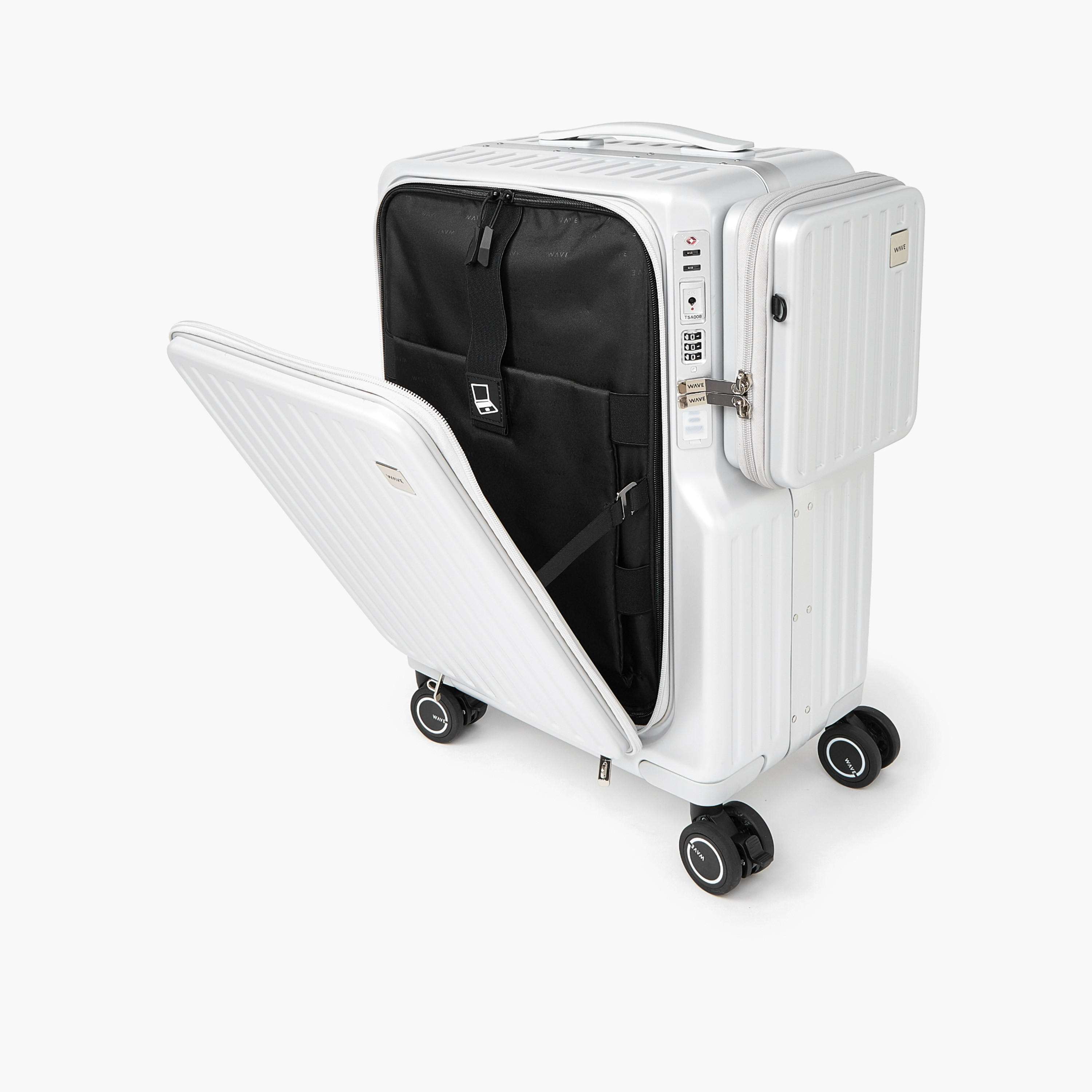 WAVE Textured Hardcase Luggage Trolley with Detachable Crossbody Bag & Cup Holder - 20 inches Cabin-travel-luggagesandbags-luggage-image-11