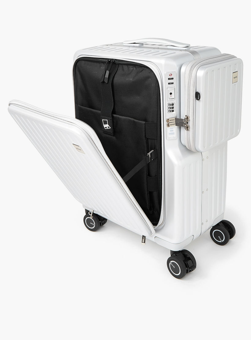 WAVE Textured Hardcase Luggage Trolley with Detachable Crossbody Bag & Cup Holder - 20 inches Cabin-travel-luggagesandbags-luggage-image-11